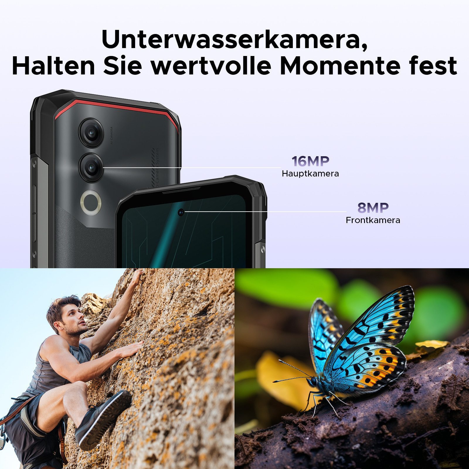 DOOGEE Android 15 Outdoor Handy Blade 20, 10300mAh, Ohne Vertrag Smartphone (6.6 Zoll, 128 GB Speicherplatz, 20GB+128GB/2TB, Ultradünn 15,8mm, OTG/NFC/Face ID)