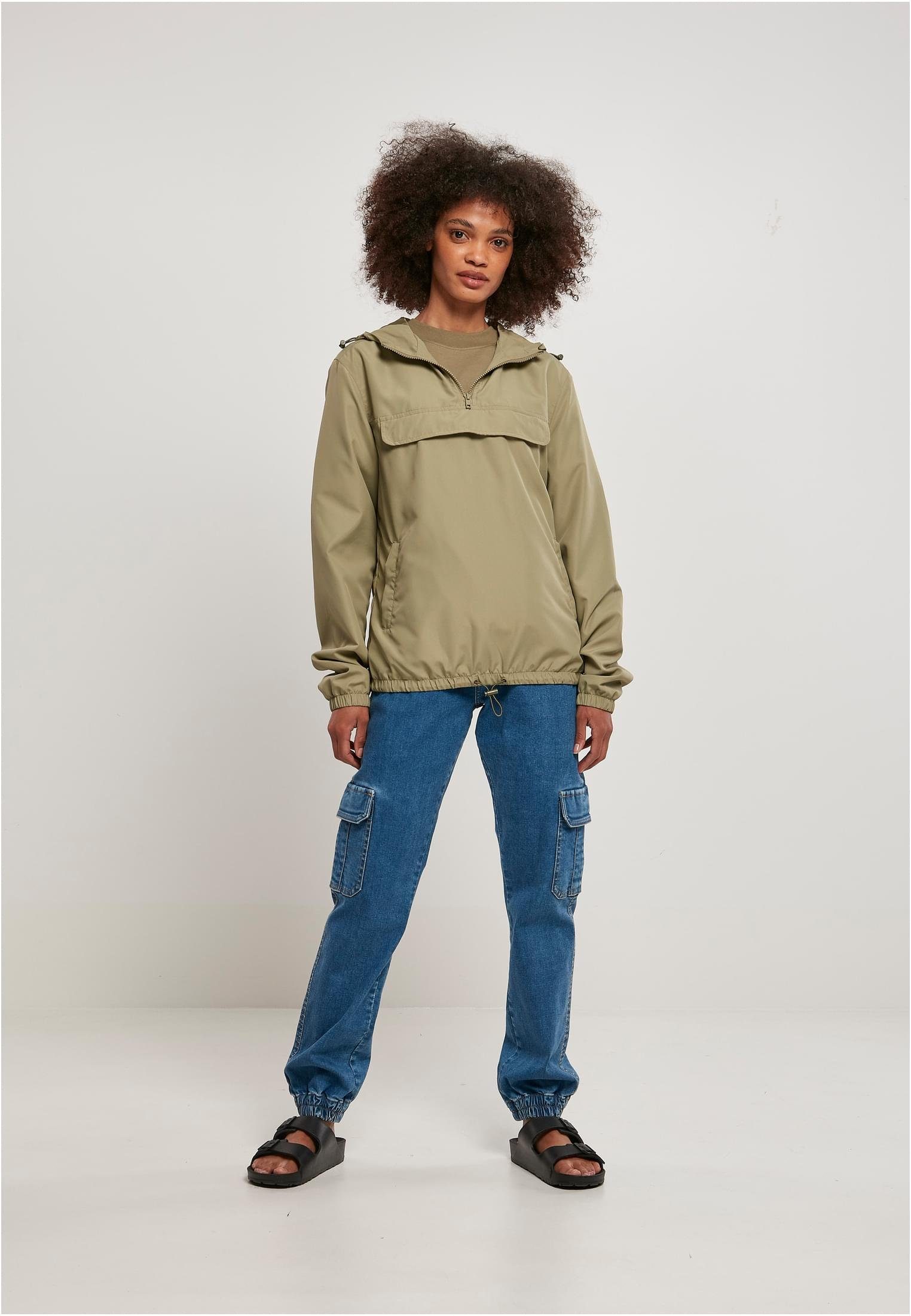 URBAN CLASSICS Outdoorjacke Damen Jacket Ladies Recycled khaki Basic Over Pull (1-St)