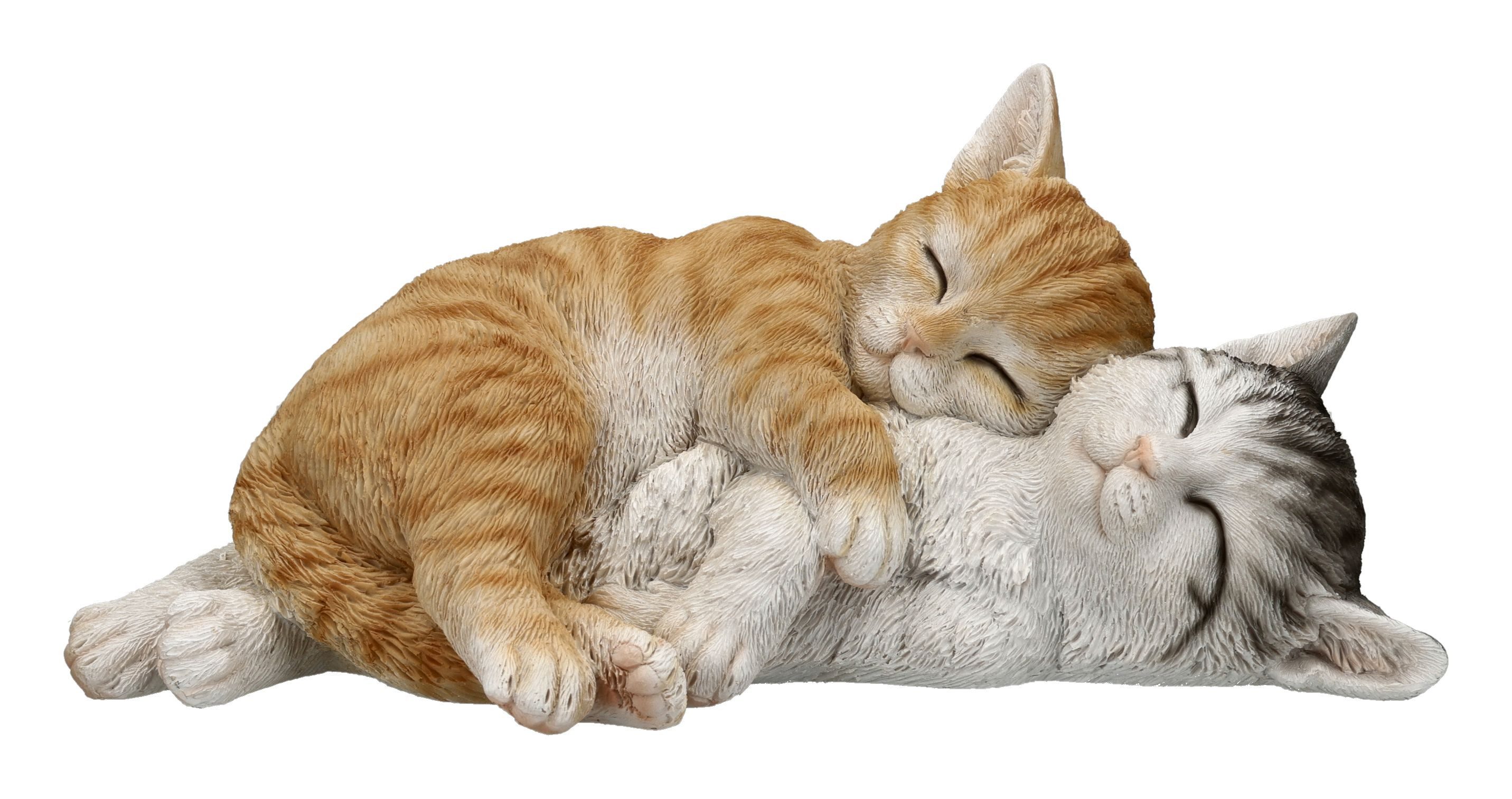 Figuren Shop GmbH Gartenfigur Katzenpaar Gartenfigur – Kuschelnde Kätzchen Katze 27 cm Dekofigur
