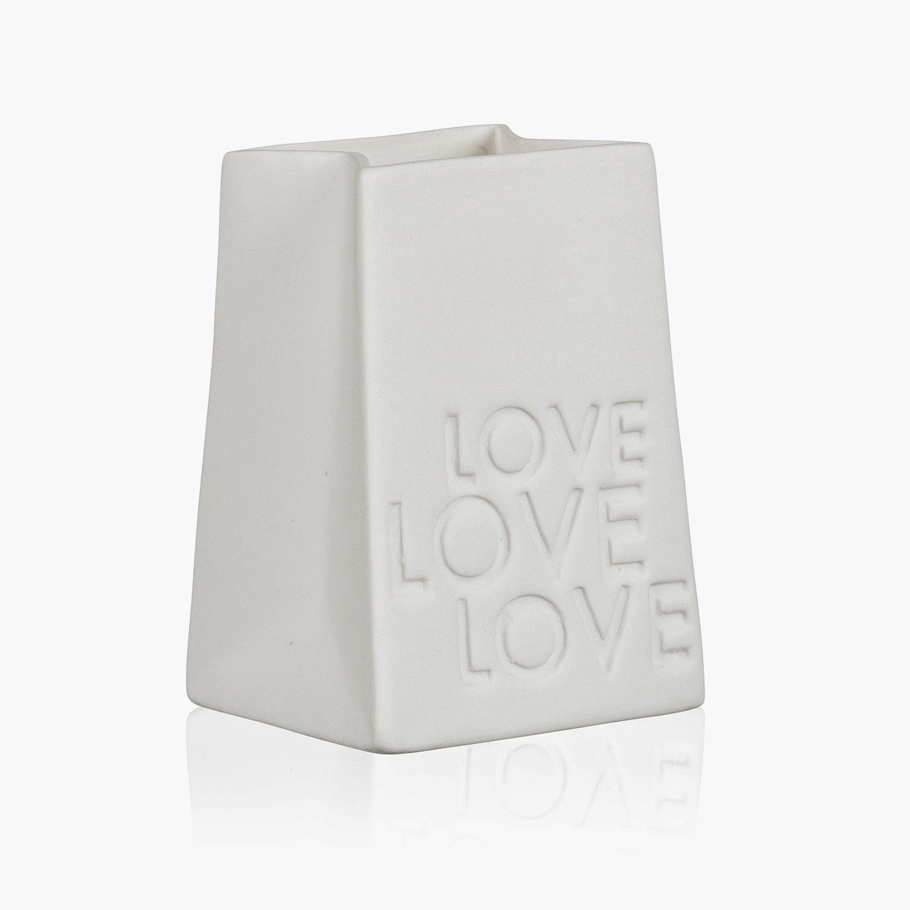 Sandra Rich Windlicht SANDRA RICH, Teelichthalter "LOVE" 10cm. Porzellan, weiß, matt.