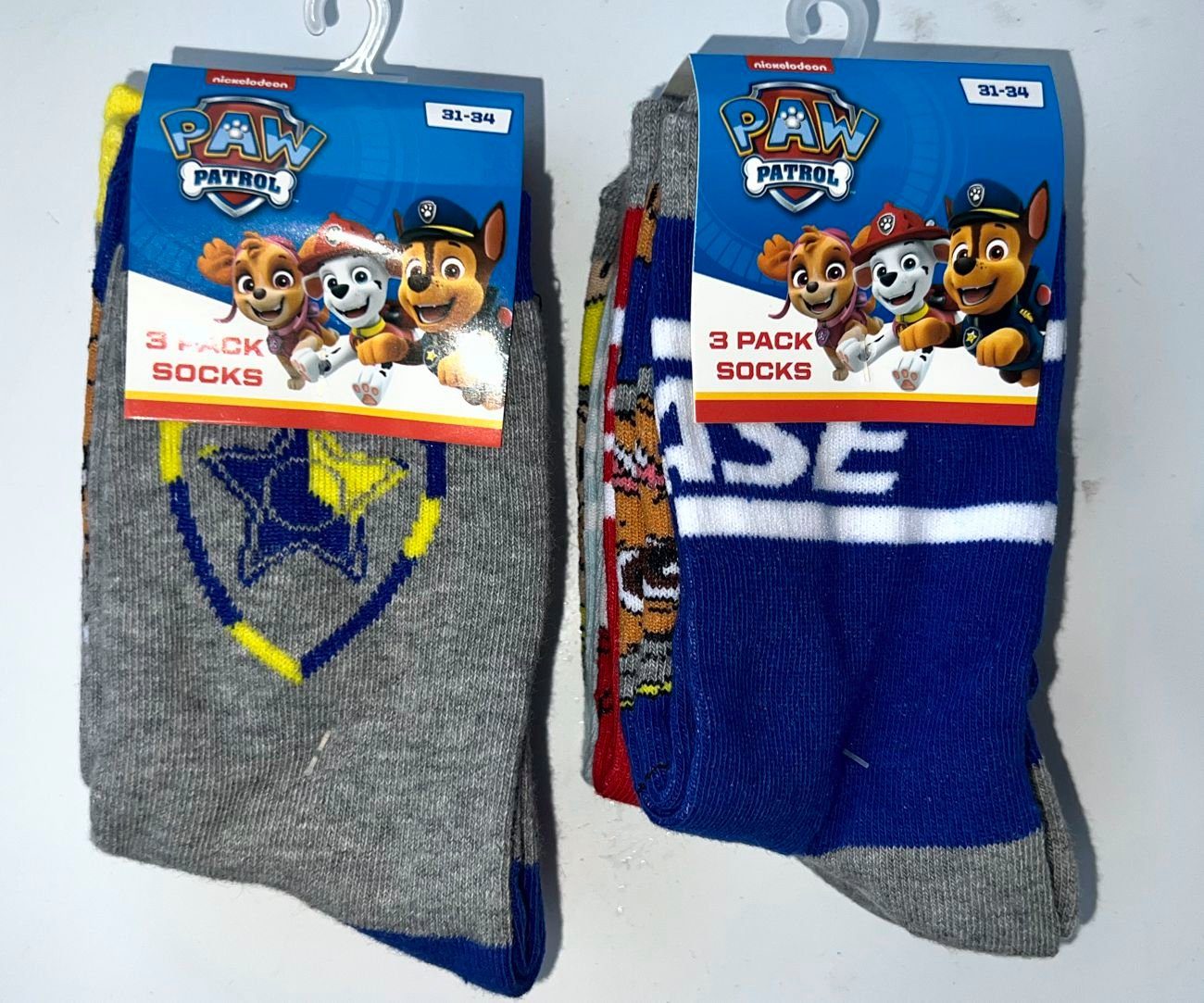 PAW PATROL Feinsocken 3x PAW PATROL Kindersocken Jungen Strümpfe Mädchen Socken Kniestrümpfe 3 er PACK Gr.23 24 25 26 27 28 29 30 31 32 33 34