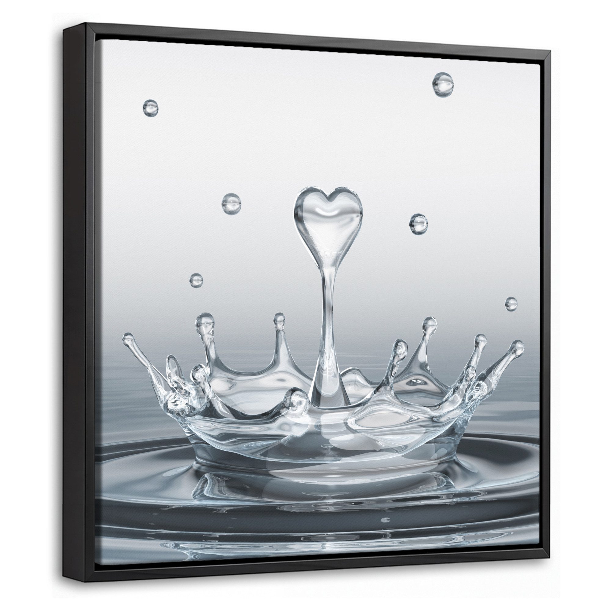 OneMillionCanvasses® Leinwandbild mit Rahmen - Abstrakt - Modern - Wasser - Herz, Fotodruck (1 St), Leinwand Bilder Klein, Wand Dekoration Aesthetic 20x20cm