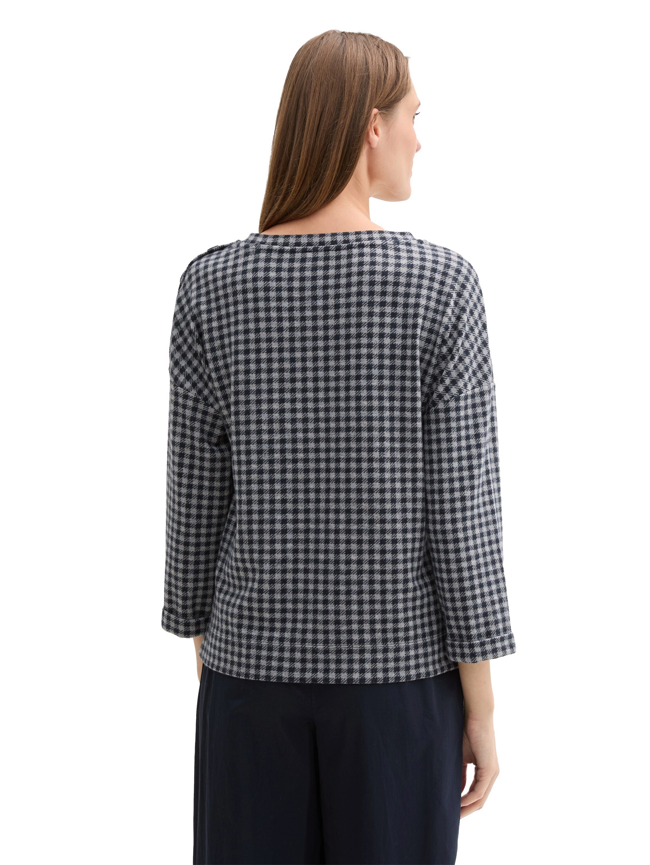 TOM TAILOR Sweatshirt 7/8 Arm - mit Karomuster günstig online kaufen