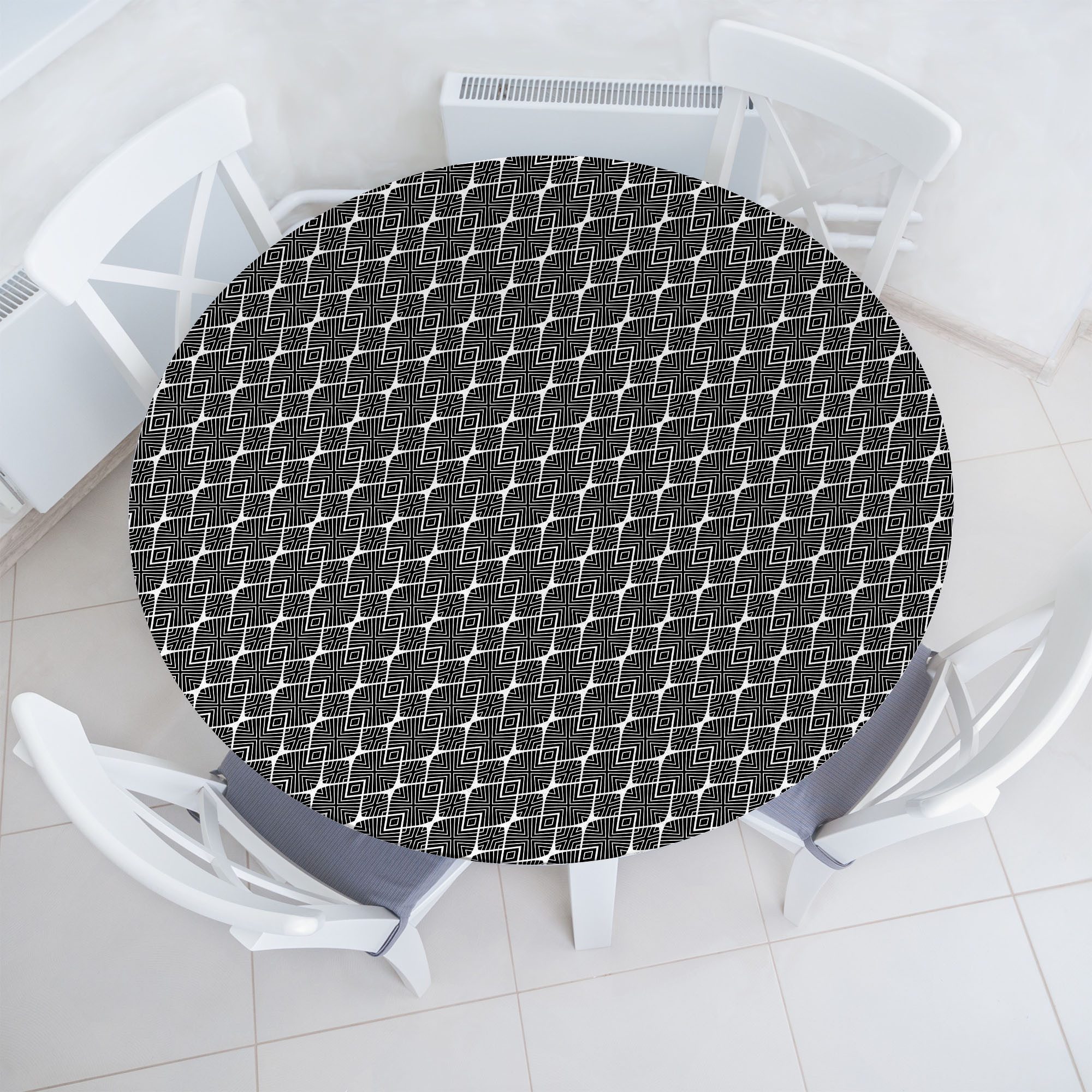 Abakuhaus Tischdecke Rundum-elastische Stofftischdecke, Minimalistisch Art Deco Monochrome Blatt