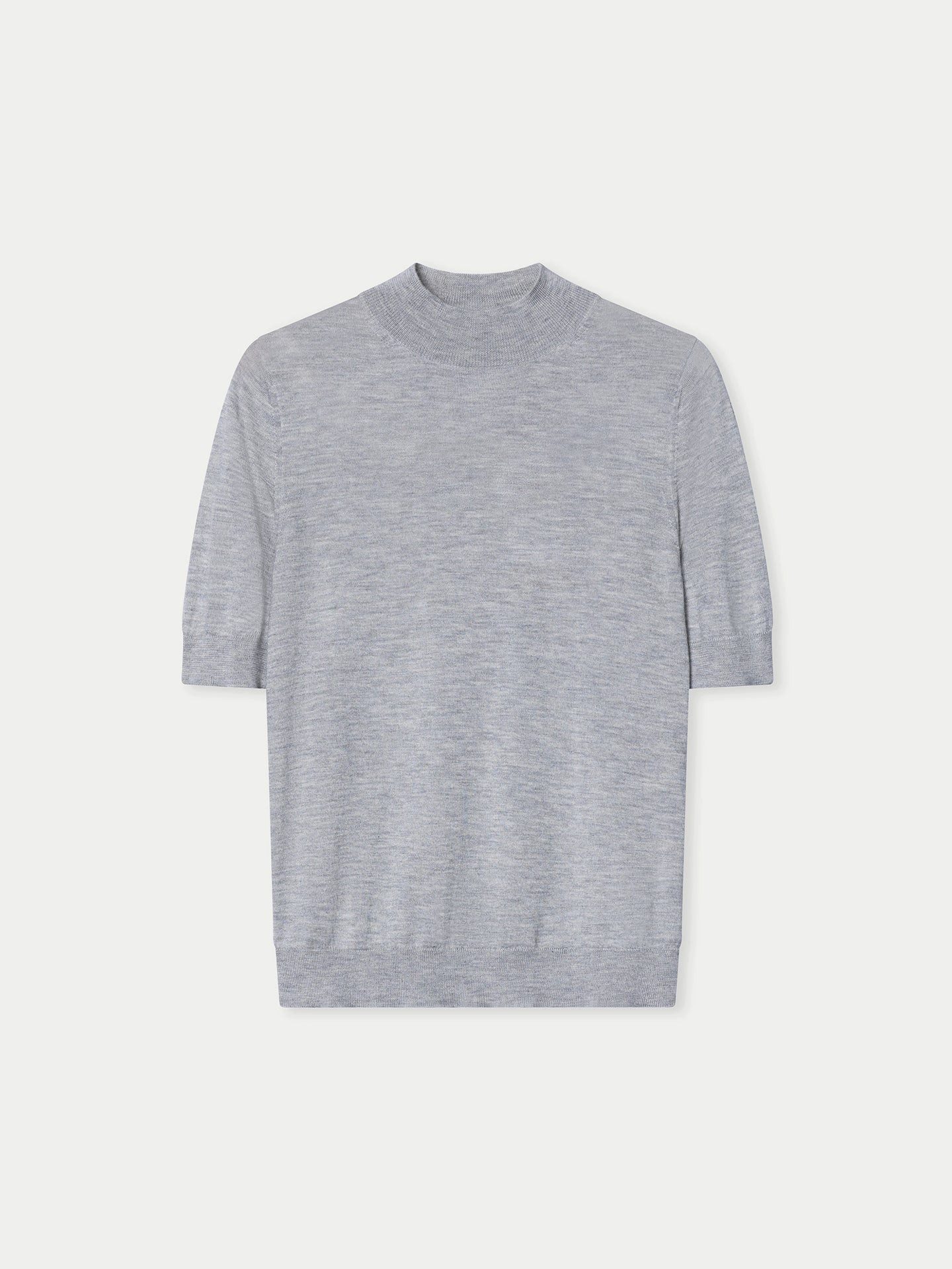 Rundhalspullover Kaschmir-Seiden-Shirt mit Stehkragen