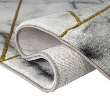 Teppich Designerteppich I Marmoroptik und Glanzfasern I Grau Gold, Carpetia, rechteckig, Höhe: 12 mm