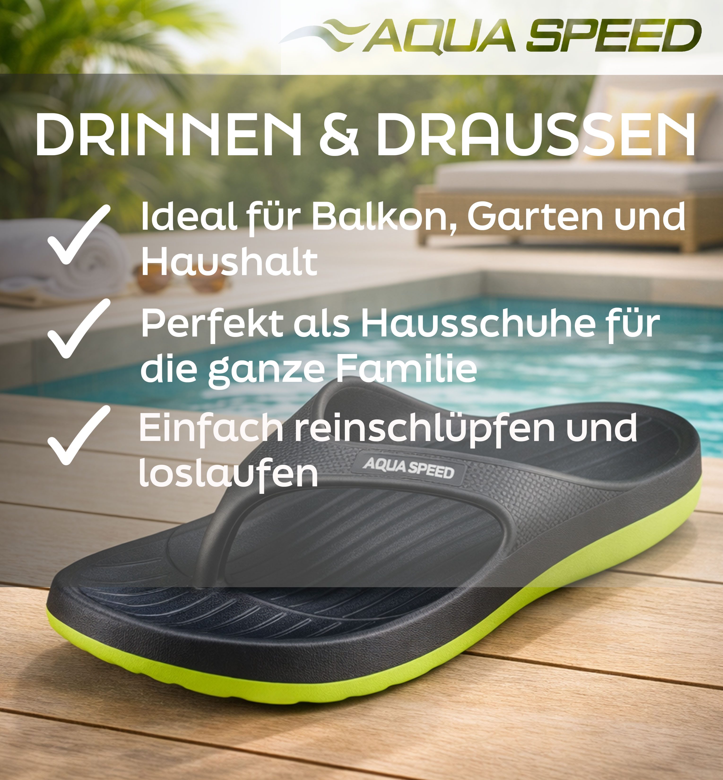 Aqua Speed Alcano Damen und Herren Zehentrenner Badesandalen Gr.36-45 Badezehentrenner