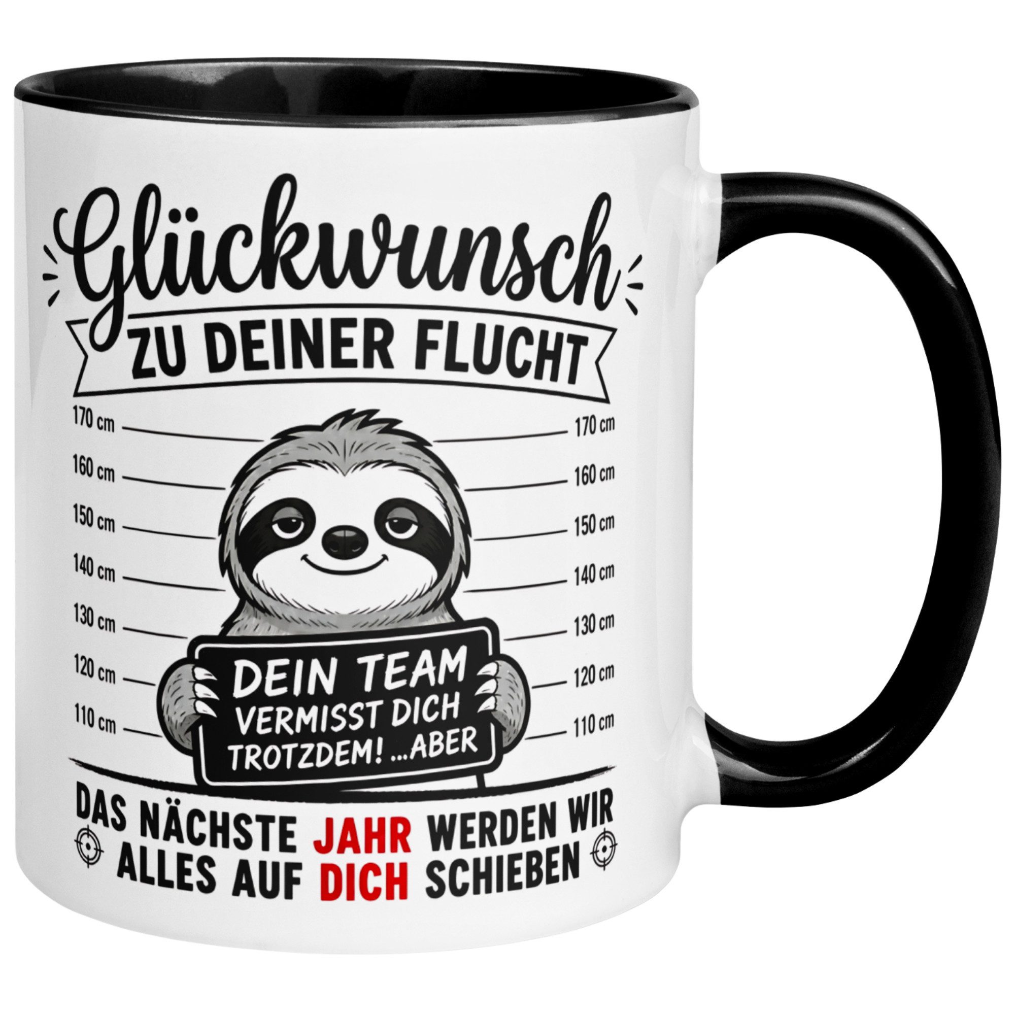 Momentals Tasse Abschied – „Glückwunsch zu deiner Flucht“ – Abschiedsgeschenk Kollegen, Gratis Versand · Links-&Rechtshänder · Spülmaschinenfest