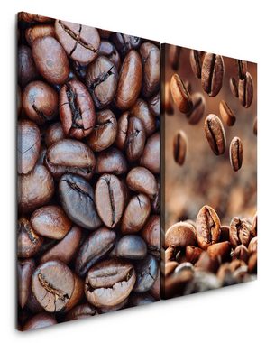 Sinus Art Leinwandbild 2 Bilder je 60x90cm Kaffee Kaffeebohnen Barista Genuss Duftend Küche Lokal