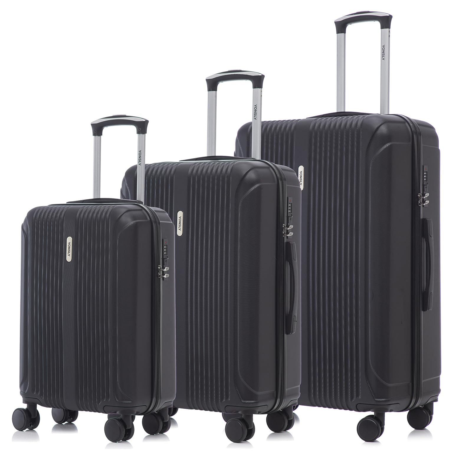 YONSLY Trolleyset Reisekoffer mit TSA-Zahlenschloss & YKK-Reißverschluss, 4 Rollen, (Hartschalen-Kabinenkoffer Set (M, L, XL), 3 tlg., Hartschalen Trolley Set), kratzfest pflegeleicht Wasserabweisend