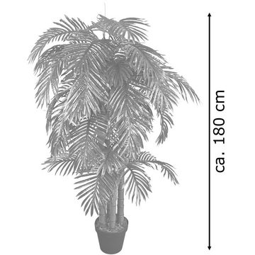 Kunstpalme Palmenbaum Palme Arekapalme Künstliche Pflanze Kunstpflanze 180 cm, Decovego