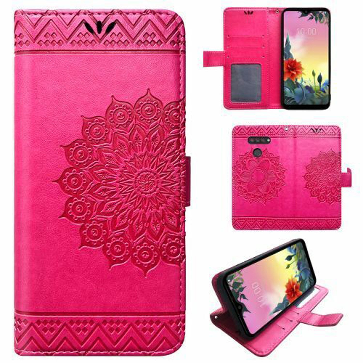 betterfon Handyhülle Handytasche für LG K50S Klapphülle Flip Case Pink, Wallet Case mit Kartenfächern Magnetverschluss und weicher Innenhülle