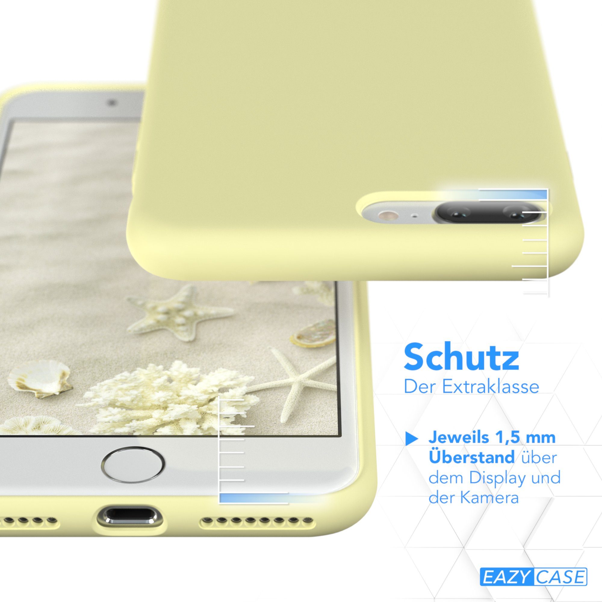 EAZY CASE Handyhülle Premium Silikon Case für iPhone 8 Plus / 7 Plus 5,5 Zoll, Slimcover Handy Softcase Silikon Schutzhülle mit Kameraschutz Gelb