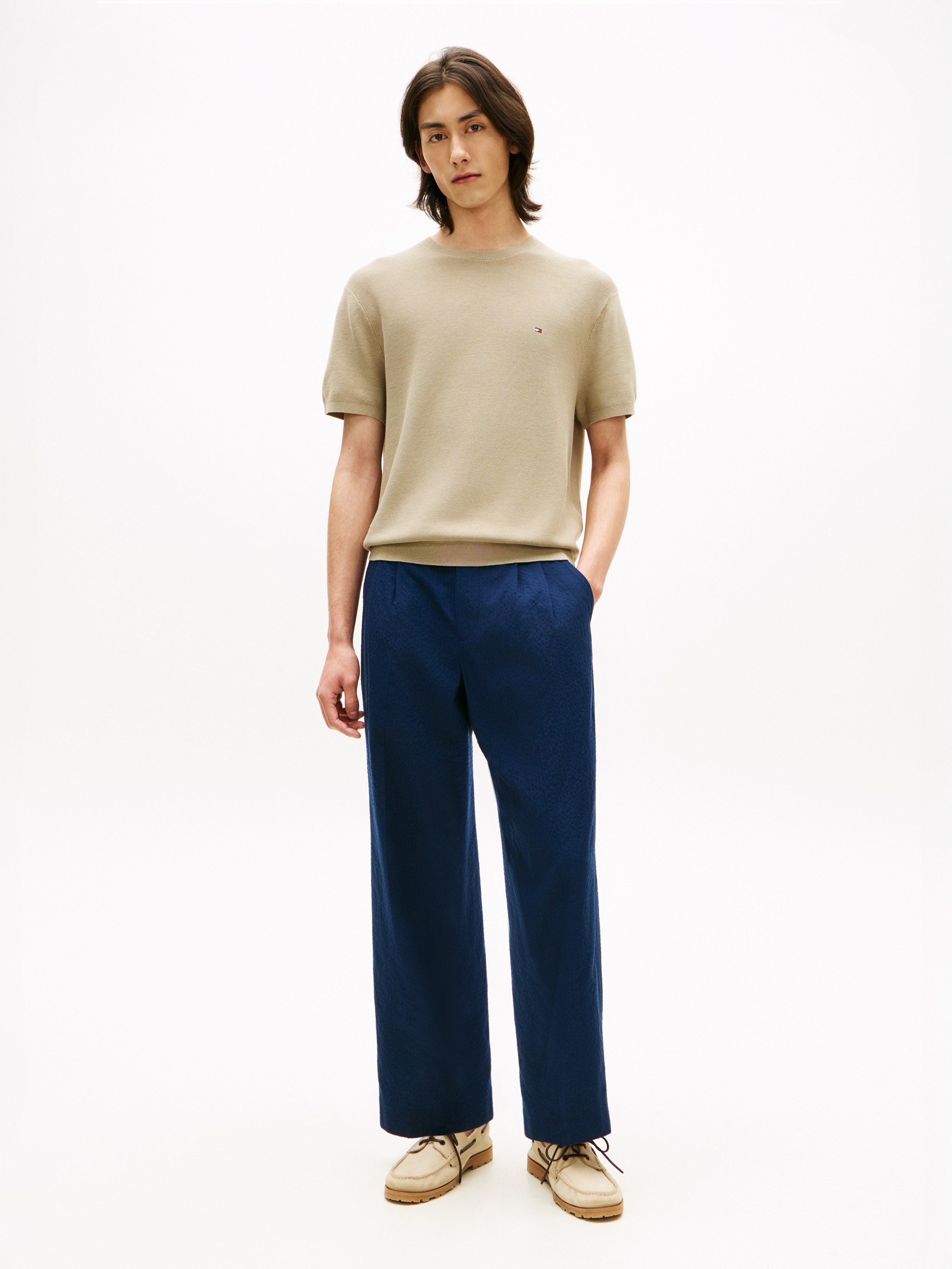 Tommy Hilfiger Kurzarmpullover COOL TOUCH STRUCTURE Relaxed Fit, aus Strick