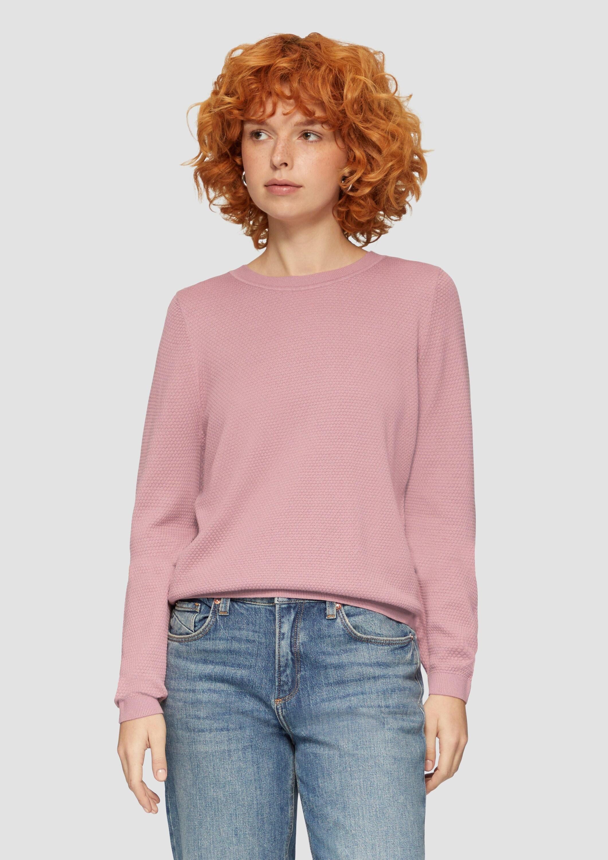 QS Longpullover Strickpullover Pullover aus Viskosemix mit Struktur