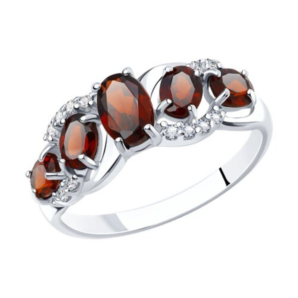 Fingerring Fingerring Ring 925 Silber Granat Zirkonia Echtschmuck