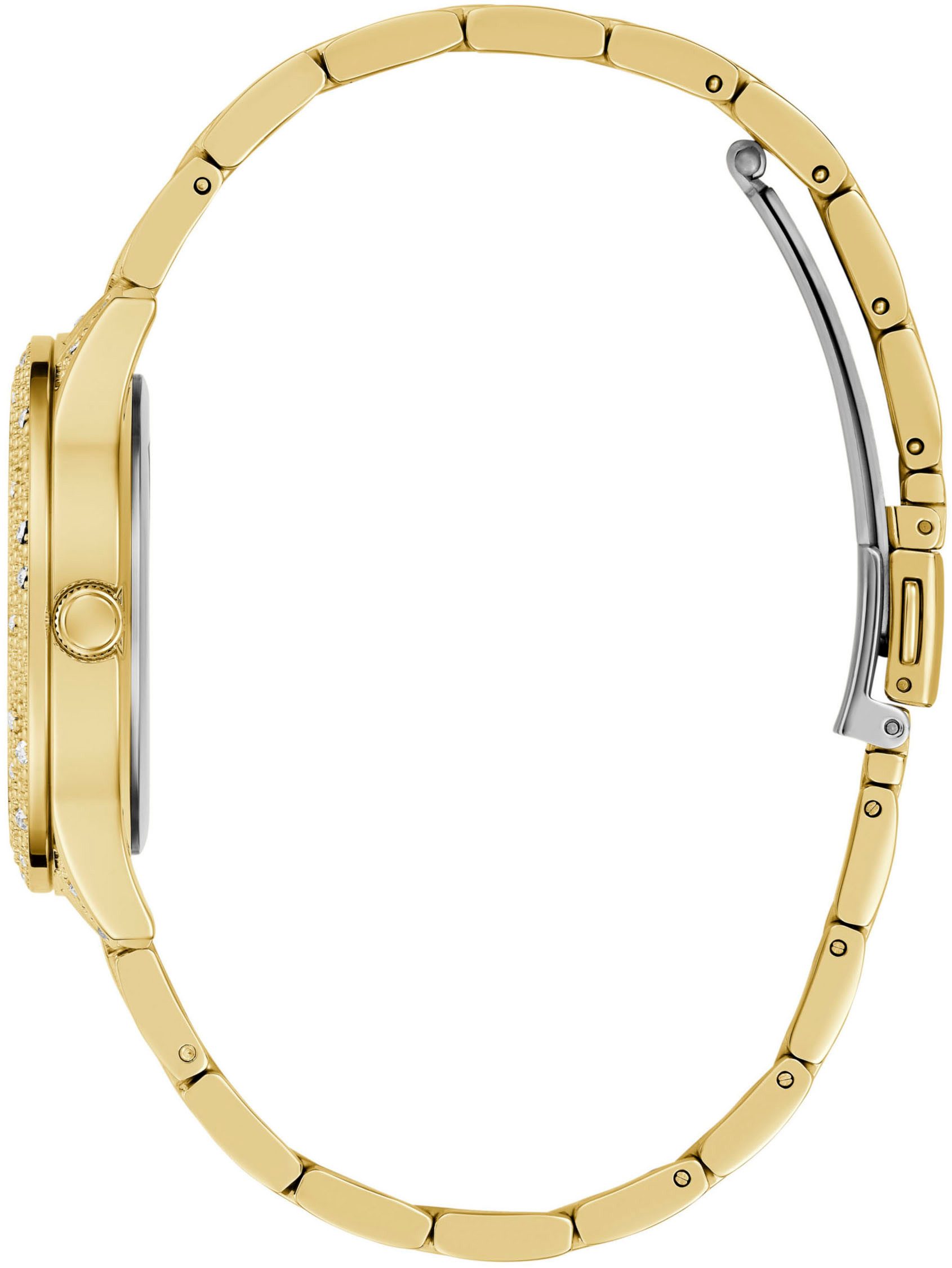 Guess Quarzuhr SHOOTING STAR GW0746L2, Armbanduhr, Damenuhr, Kristallsteine, Mineralglas, Edelstahlarmband
