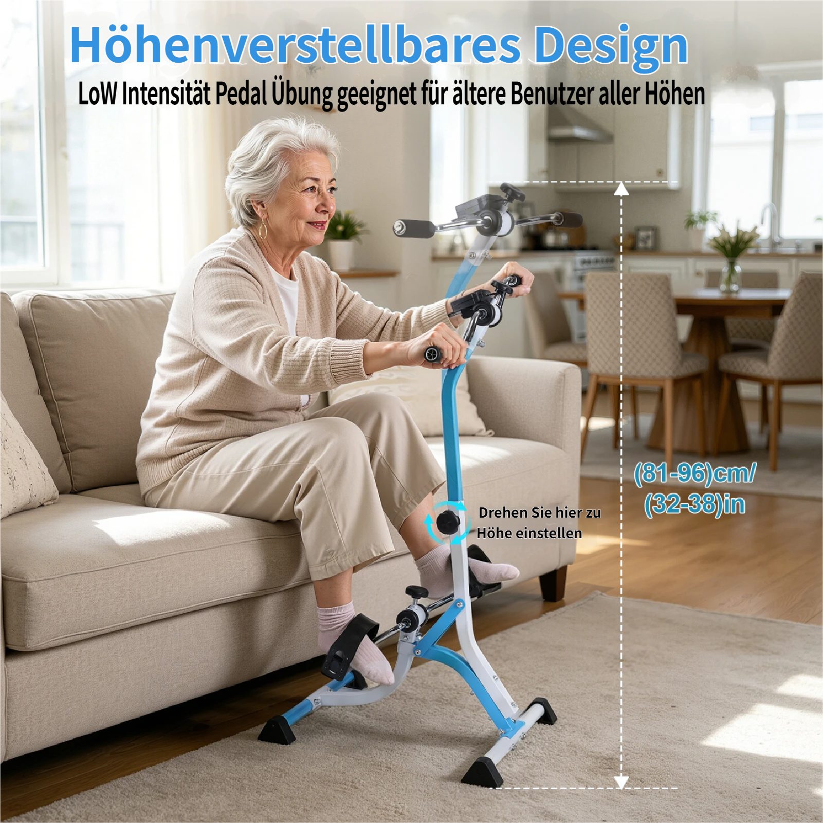 Rutaqian Heimtrainer Pedaltrainer Mini-Heimtrainer mit einstellbarem Widerstand, Mini Heimtrainer für das Arm und Beintraining von Senioren