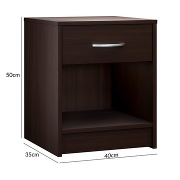 Casaria Nachttisch Hamburg (1-St), mit Schublade 50x40x35cm Holz Modern Offen Boxspringbett Schlafzimmer