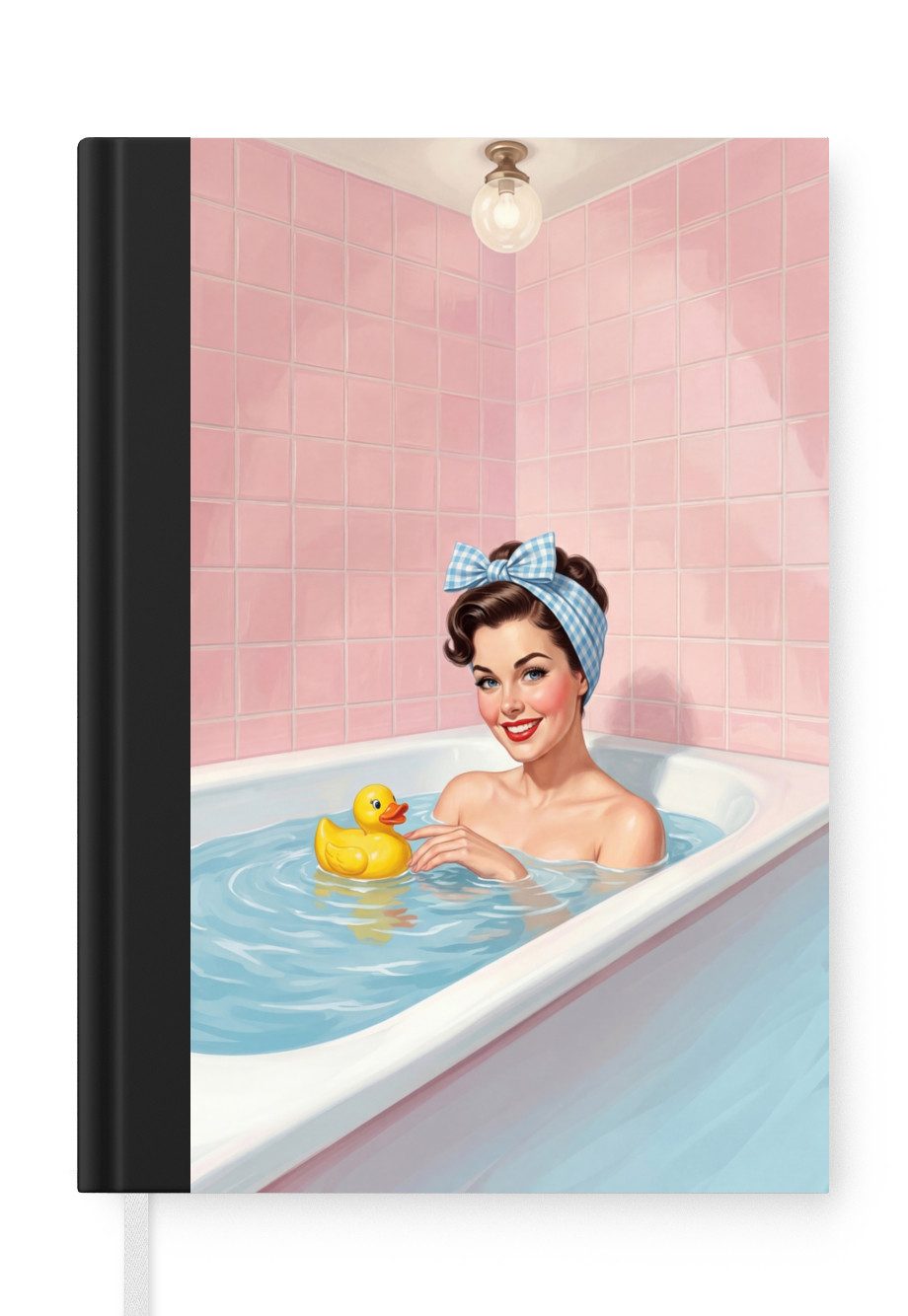 MuchoWow Notizbuch Badezimmer - Ente - Blau, Notebook, Notizblock a5, Tagebuch, Journal Liniert