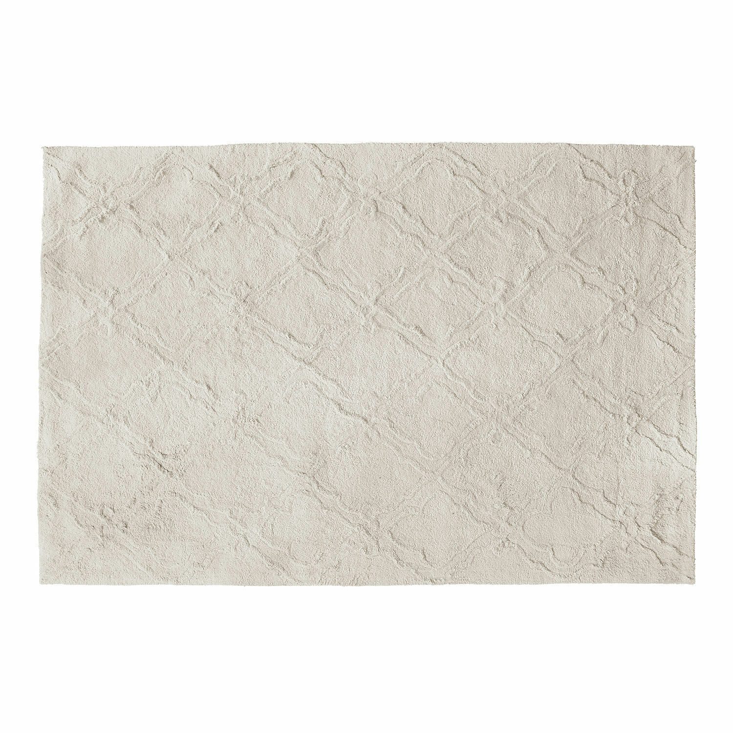 Mirabeau Teppich charmanter Teppich Petrus mit Trellismuster & Hoch-Tief-Struktur creme, Wohnzimmerteppich, Baumwollgewebe, rechteckig, L 300cm, B 200cm