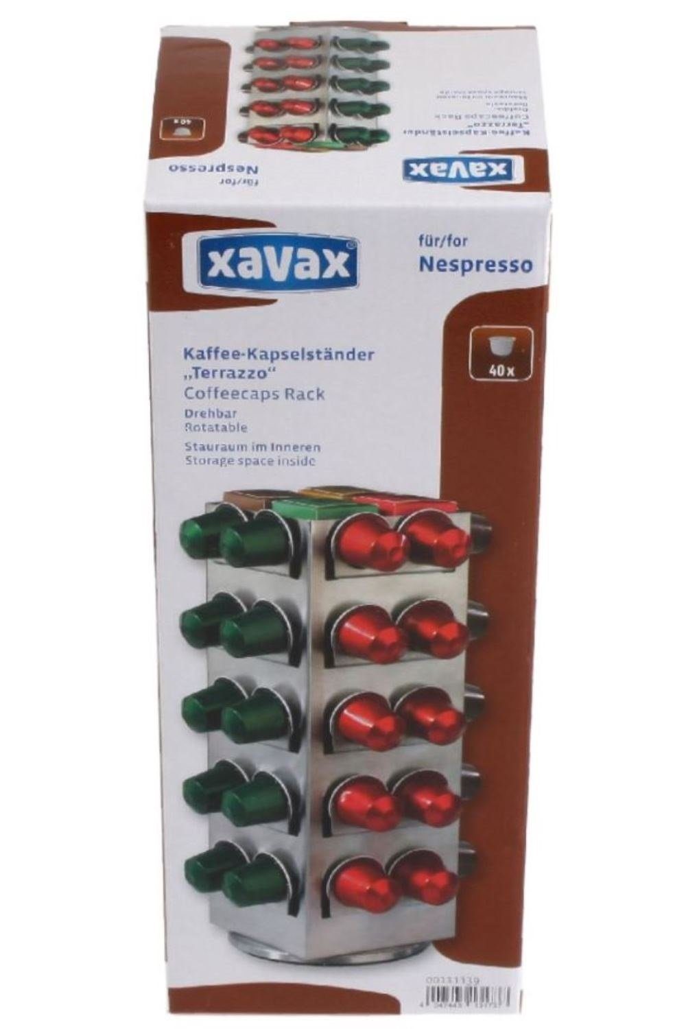 Xavax Kapselhalter Kapsel-Ständer Halterung 80x Nespresso Kapsel-Spender, passend Terrazzo, für Halter Kapseln silber