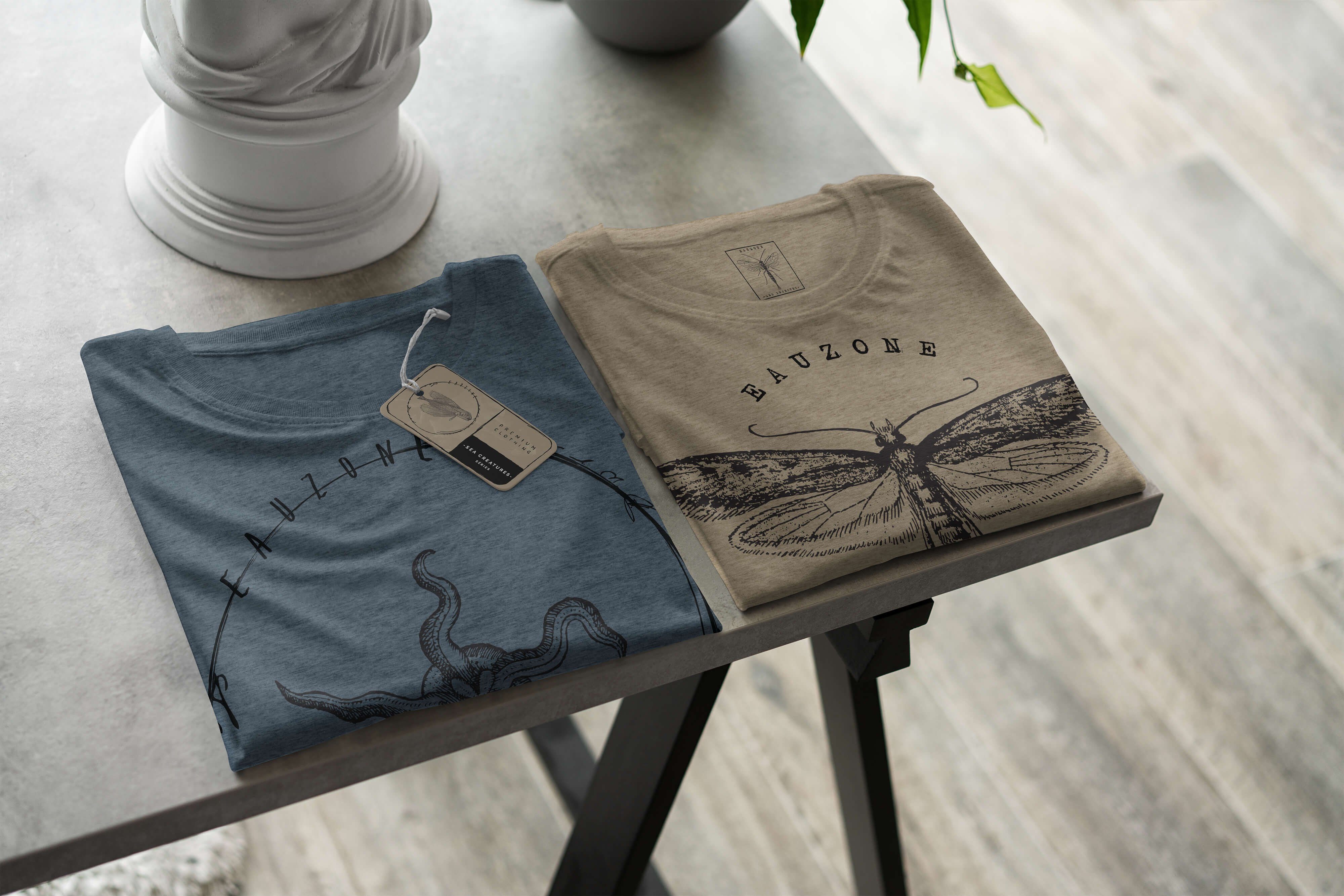 Sinus Art T-Shirt T-Shirt sportlicher Fische Indigo - Sea Schnitt und / Serie: feine Struktur Tiefsee 017 Sea Creatures
