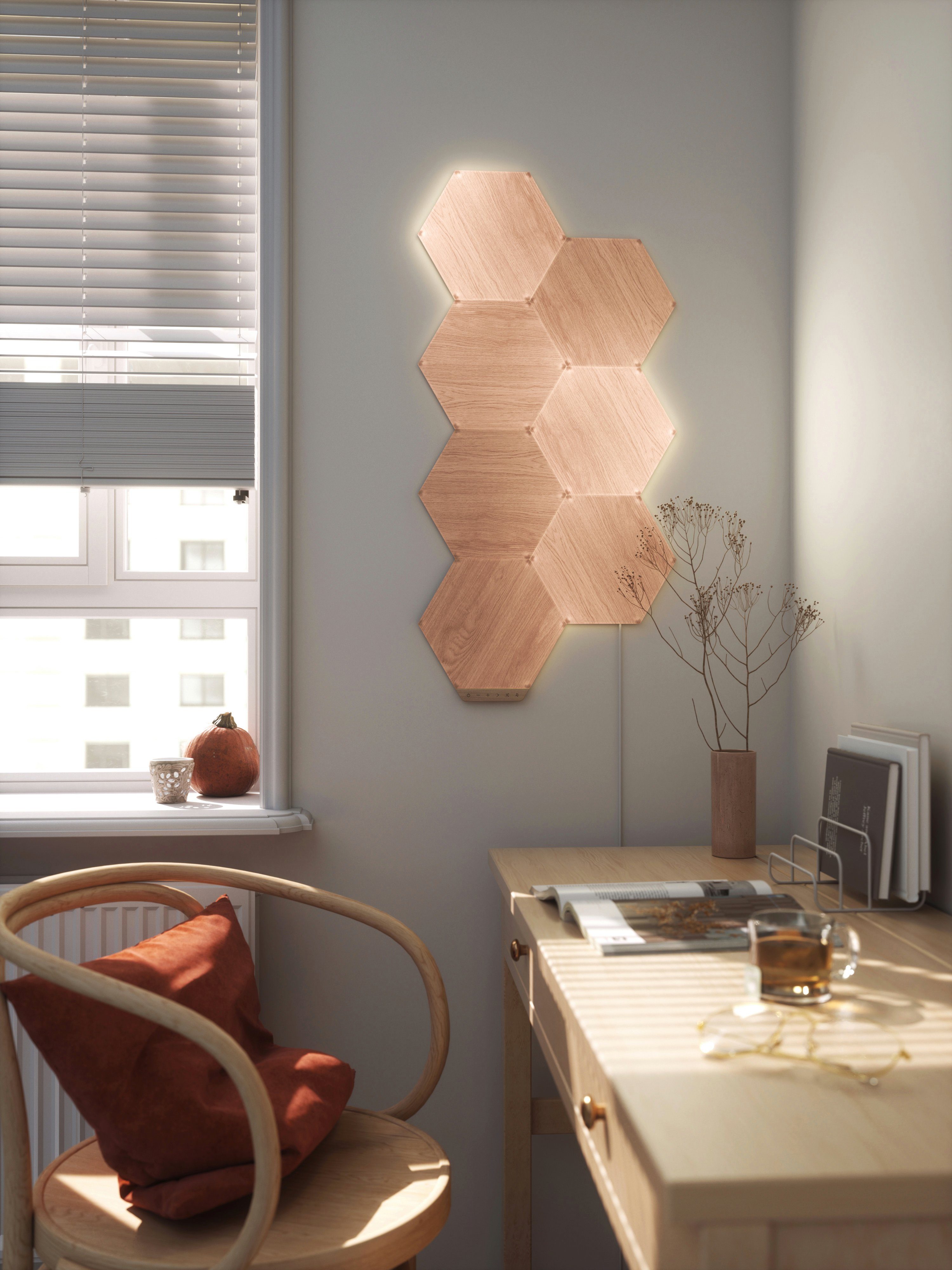 Farbwechsler LED LED Dimmfunktion, Look, Wood nanoleaf Panel integriert, fest