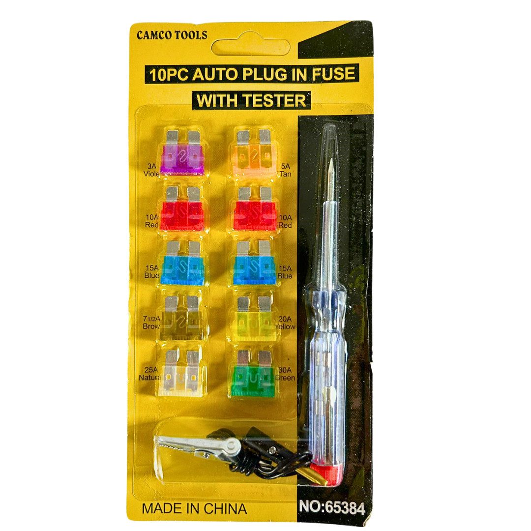 RACEL Kfz-Sicherungshalter KFZ Mini Flachsicherungen 10x Set mit Prüflampe Sicherungstester Auto, (Set, 1-St), Mit Prüflampe & Set