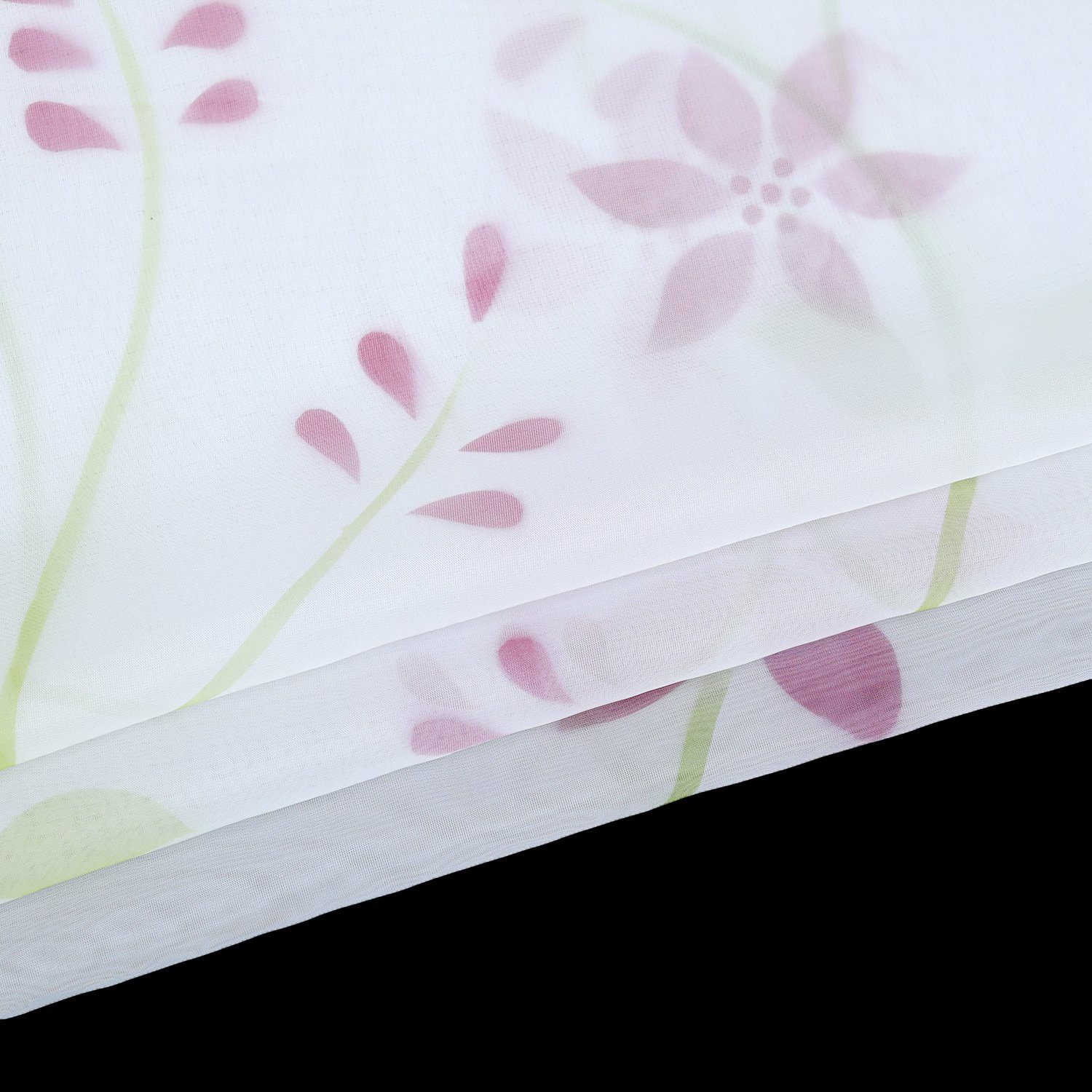 Muster, Yujiao Mao, transparent, (1 Kräuselband St), mit Blumen Rosa Voile Gardine, Modern,