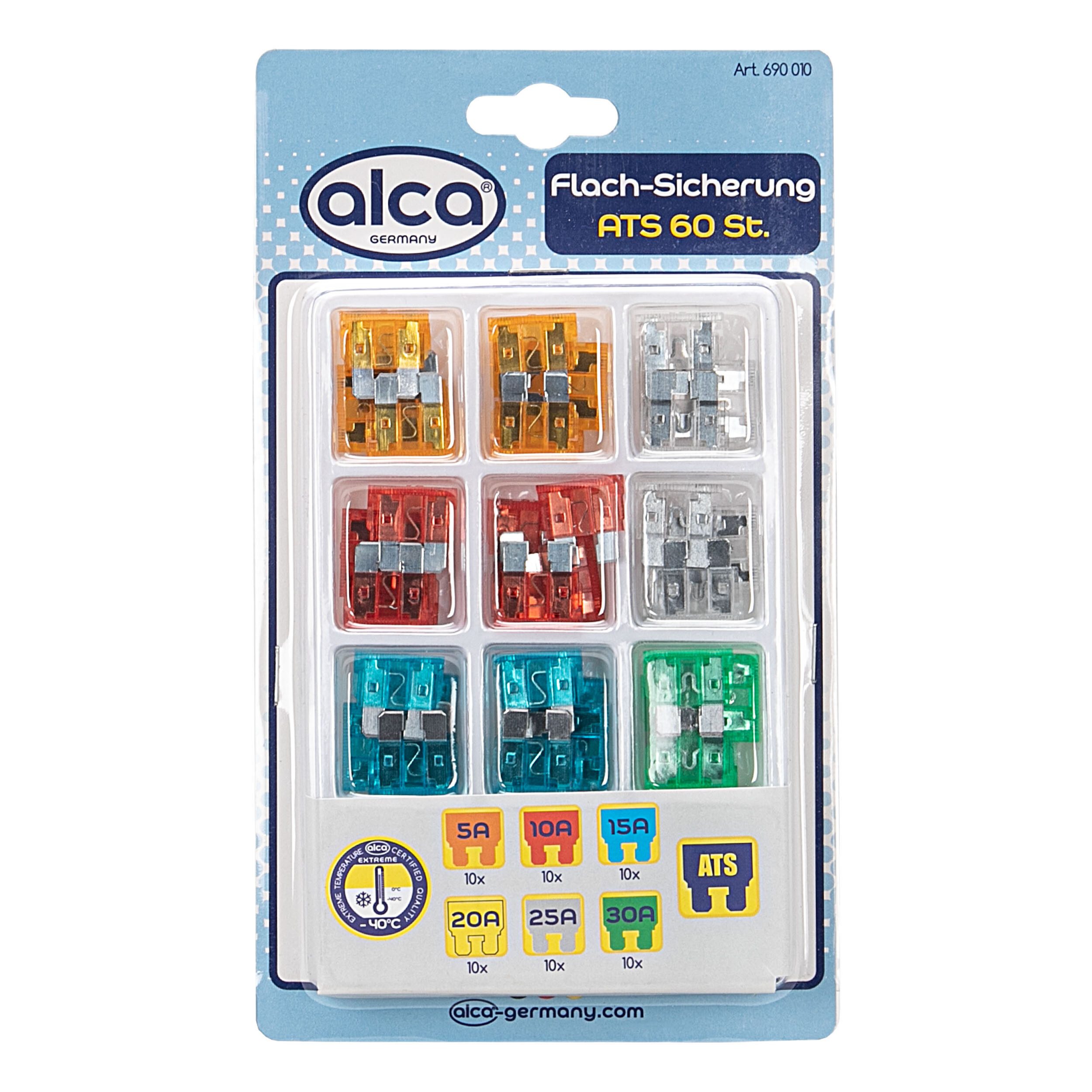 alca Flachstecksicherungshalter Flach-Sicherungen 5 - 30 A, 10 St. Blister Sicherungen diverse Farben, (60-St)