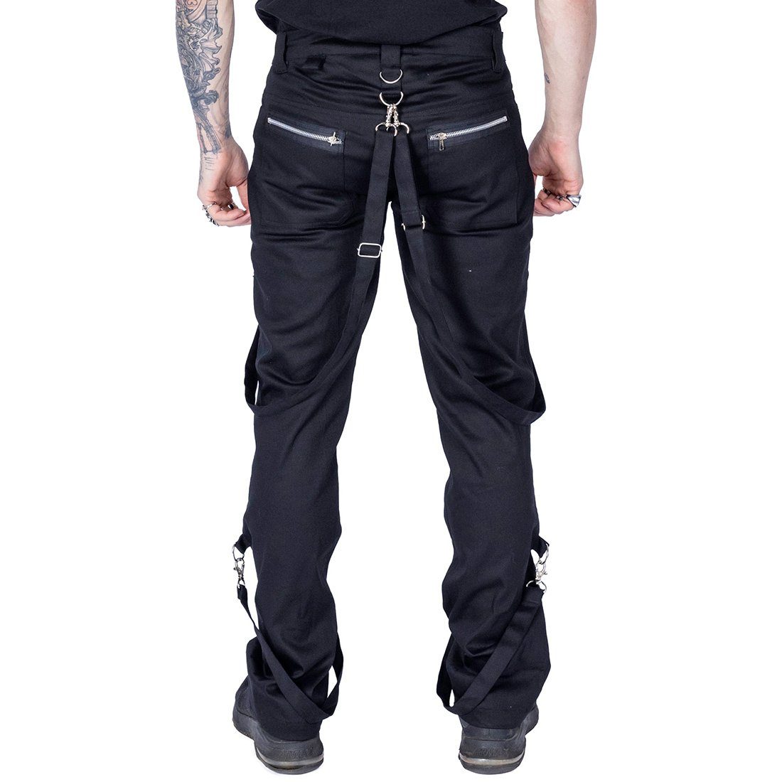 Heartless Stoffhose Midas Jeans Gothic Riemen D-Ringe Strapsen