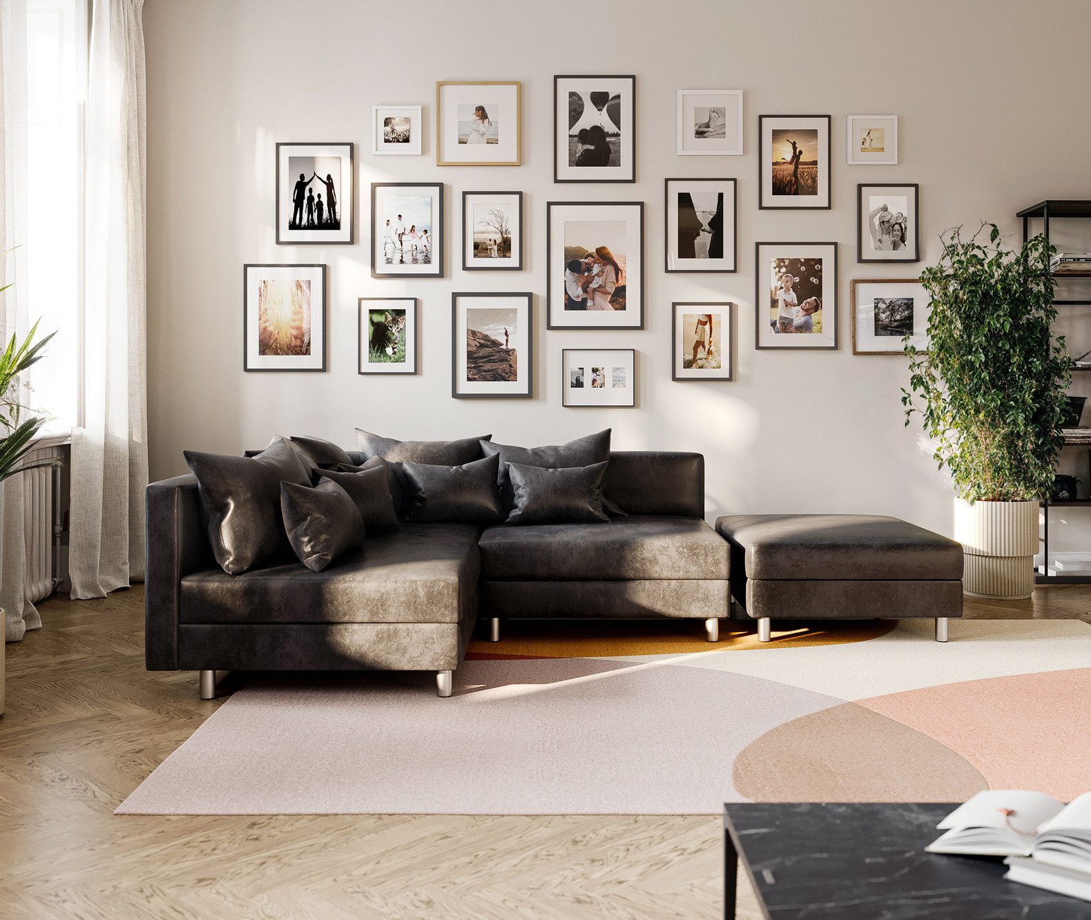 DELIFE Ecksofa Clovis, Anthrazit Antik Optik günstig online kaufen