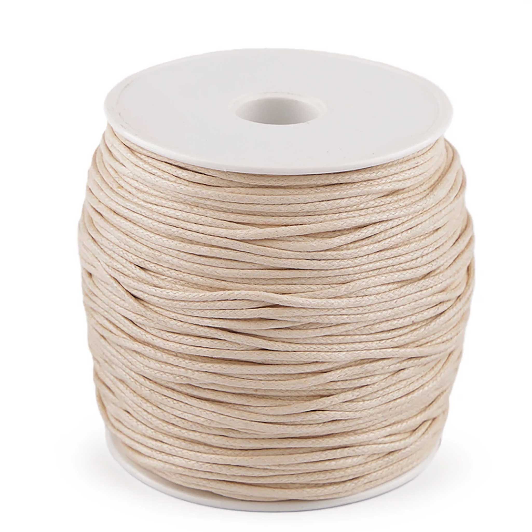 maDDma Seil 85-100m Gewachste Baumwollschnur 1,5-2mm (Wickel auf Spule), hellbeige