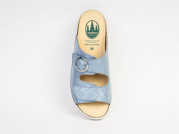 Franken-Schuhe 3040-F2 Farbe: sky Damen Pantolette (echt Leder) lose Einlage, Weite H