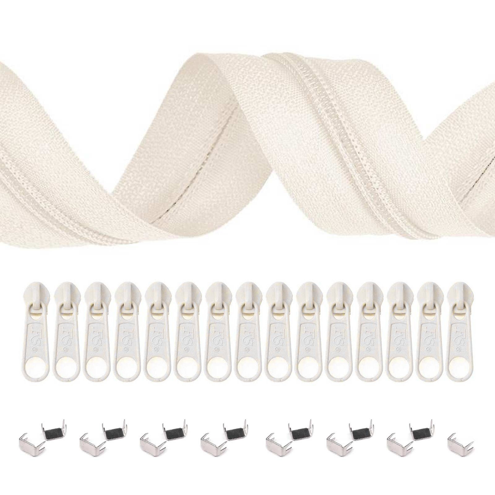 maDDma Kreativset 5m Endlos-Reißverschluss 3mm mit 10 Zippern und 15 Endstücke Farbwahl, (Paket)