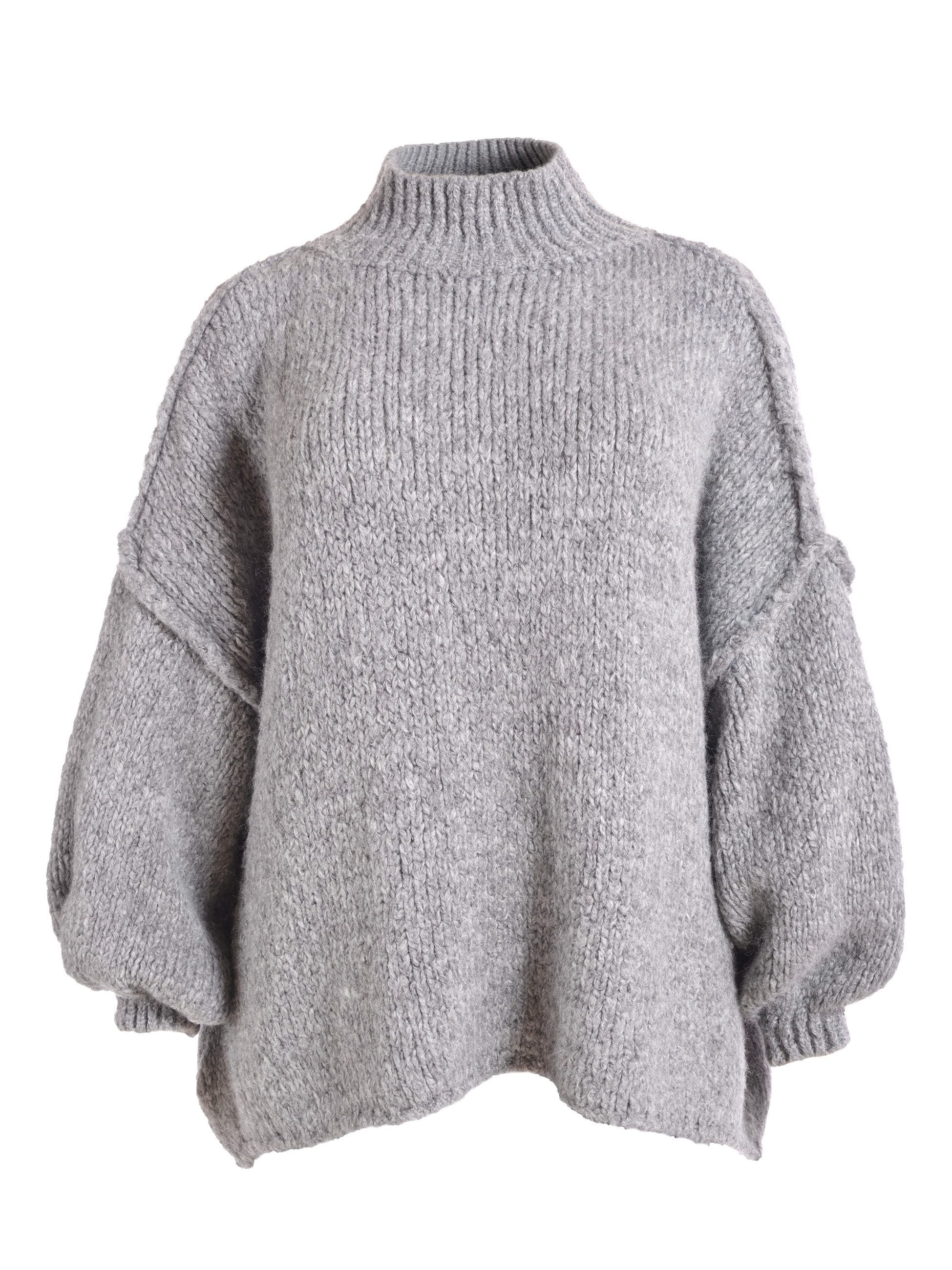 PEKIVESSA Strickpullover Ultra-Oversized Grobstrick-Pullover mit Ziernähten günstig online kaufen