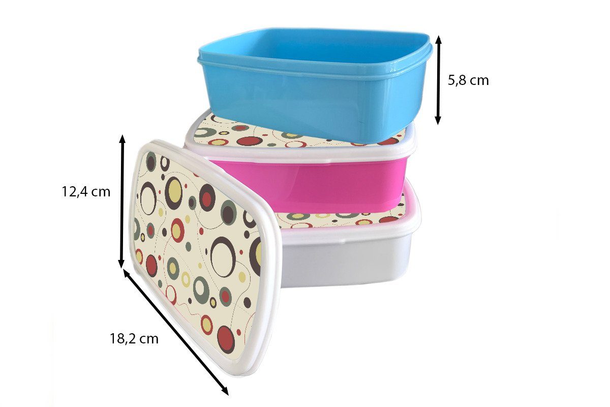 Erwachsene, Jungs Mädchen für Brotbox und Brotdose, weiß MuchoWow für Kinder Kreis Kunststoff, Linie und (2-tlg), Design, - Lunchbox -