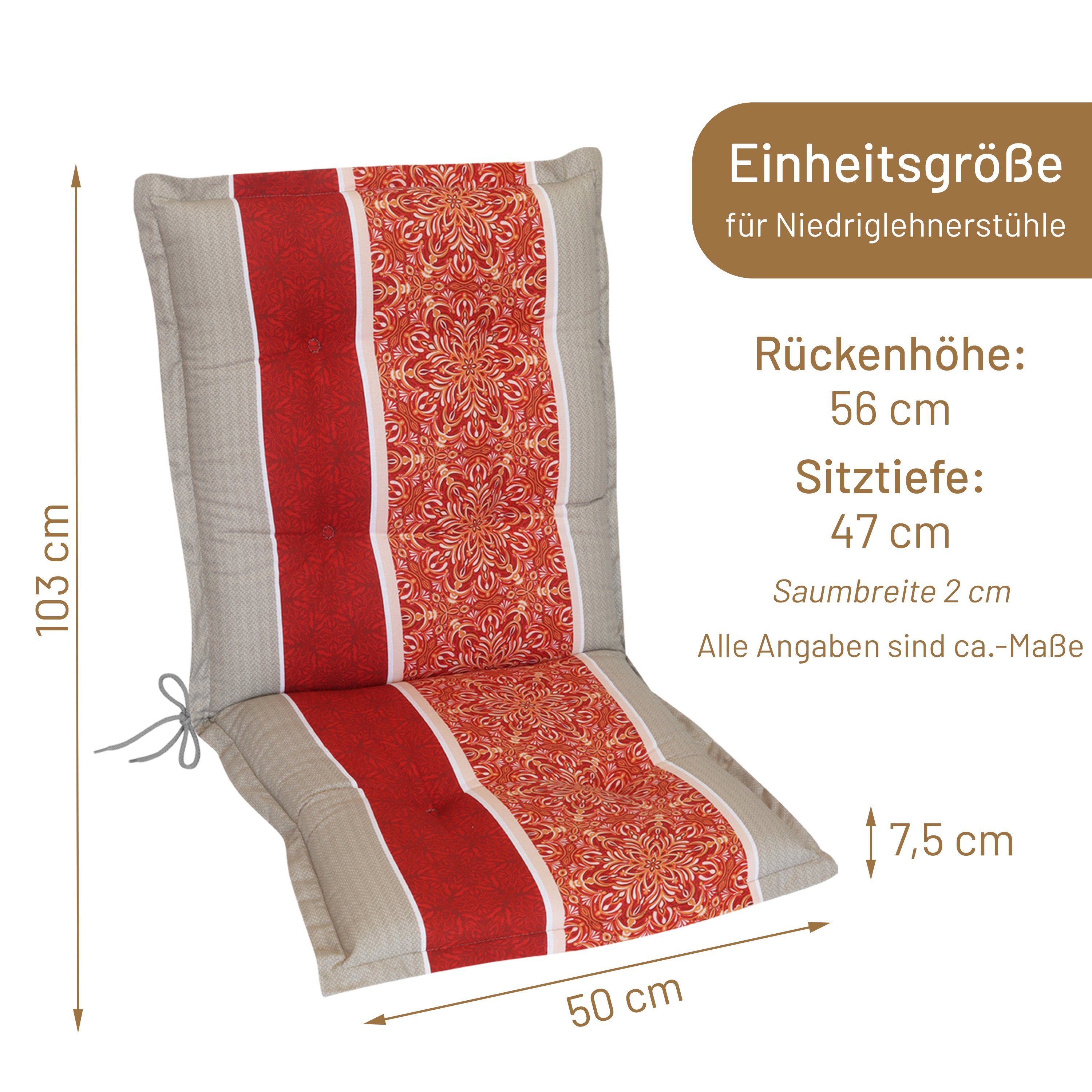 Herlag Polsterauflage Valeria, Niedriglehner 103x50x7,5cm, Design-Edition
