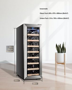 kalamera Weinkühlschrank KRC-75ASS, für 21 Standardflaschen á 0,75l,5-18 °C