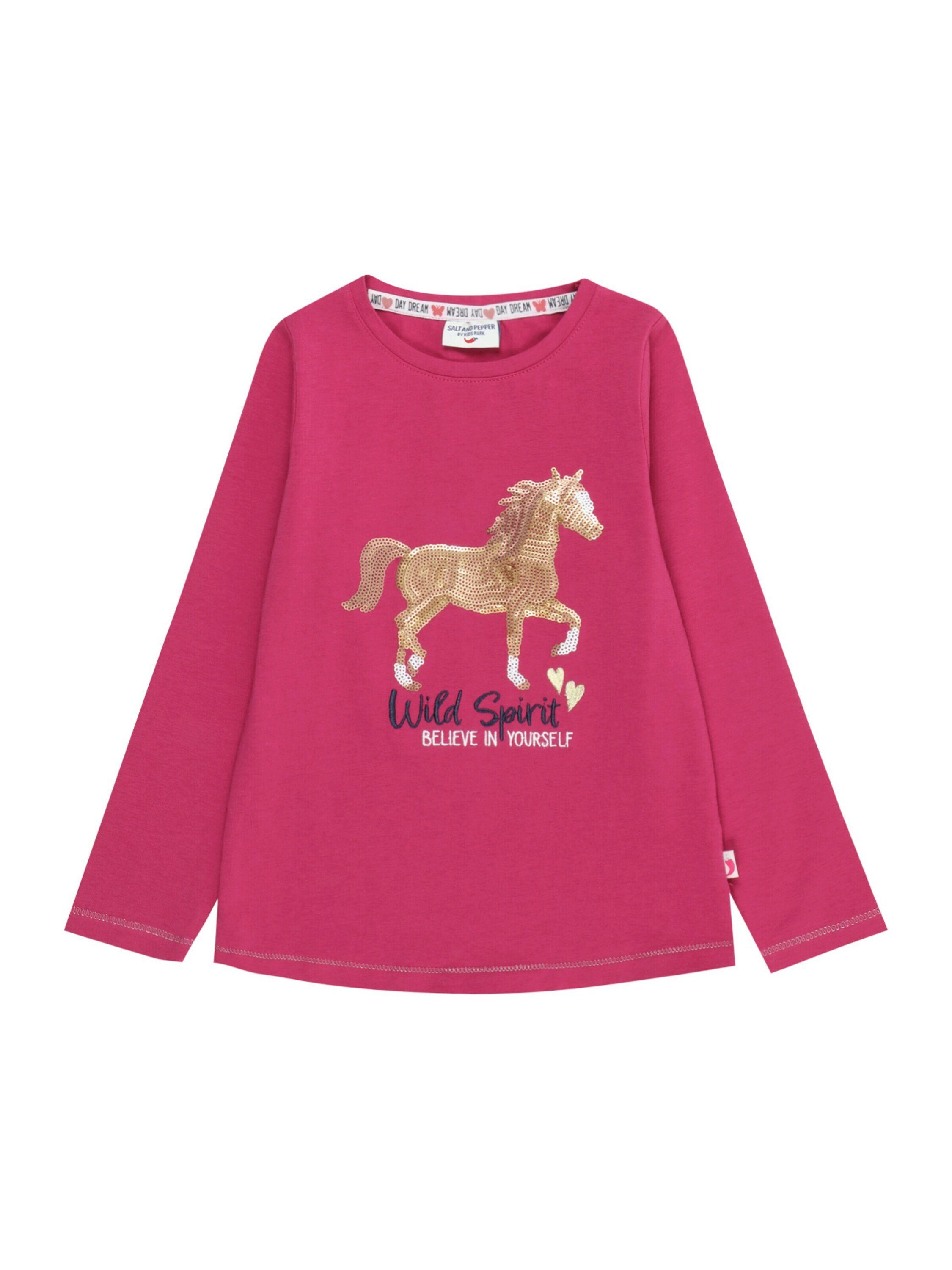 SALT AND PEPPER Langarmshirt Horse (1-tlg) Pailletten, Inside-Out-Nähte