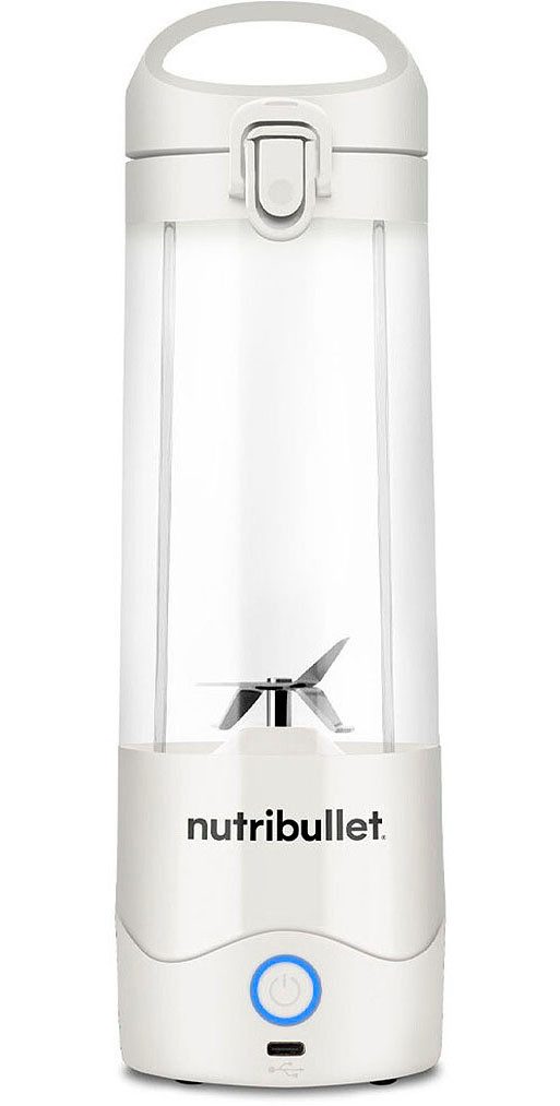 nutribullet Smoothie-Maker Portable NBP003W - Mixer to go, wiederaufladbar, 475ml, Weiß, Kabellos mixen, Akku für 15+ Mixvorgänge, auch Eis + gefrorene Früchte