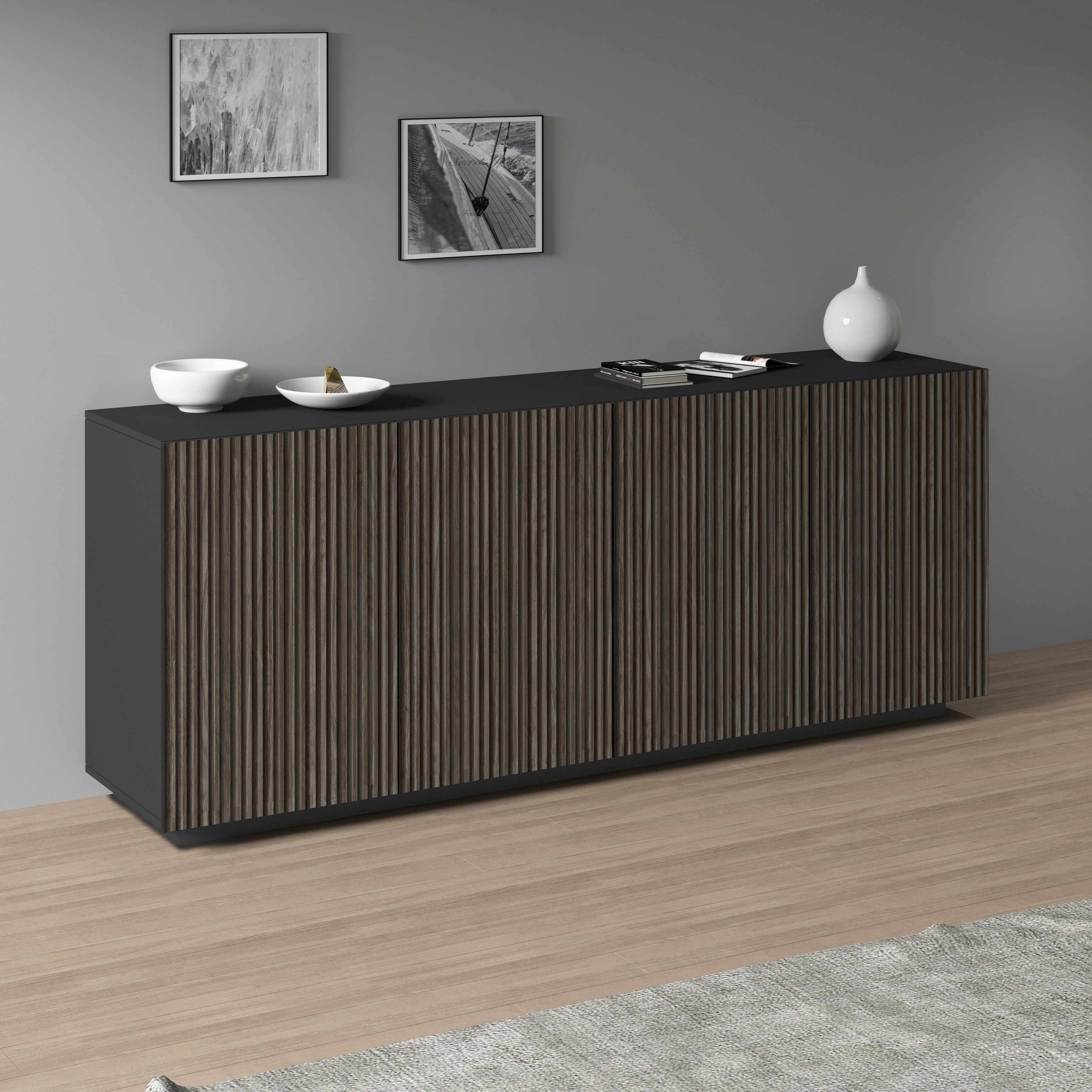 INOSIGN Sideboard Vega Sideboard,Kommode,200 cm, mit 4 Türen,Fronten mit Ri günstig online kaufen