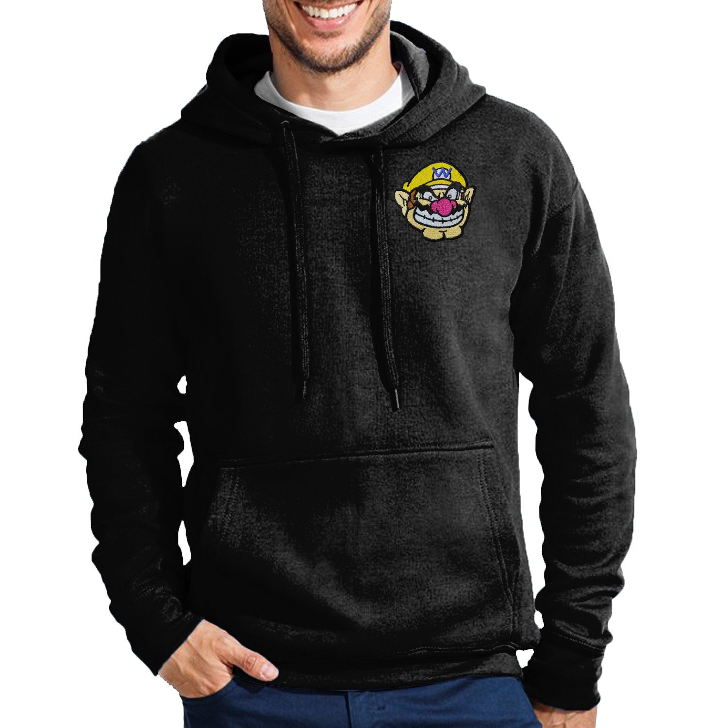 Blondie & Brownie Hoodie WarioPatch Herren Hoodie Retro Gaming Patch Baumwolle Freizeitlook (Einzelhoodie, Einzelartikel) Wario Patch H Hoodie Arcade Legend