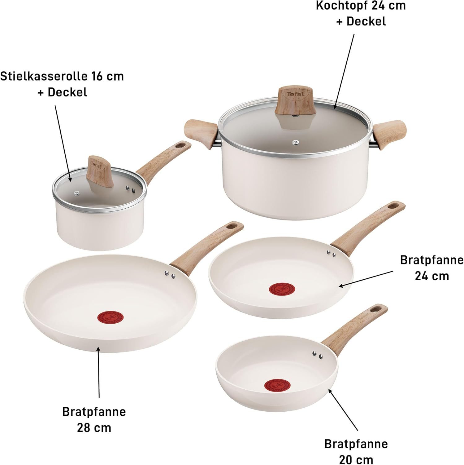 Tefal Topf-Set Tefal CERA BRIGHT ON 7tlg. Keramikset, (7-tlg) – Bild 3 von 5