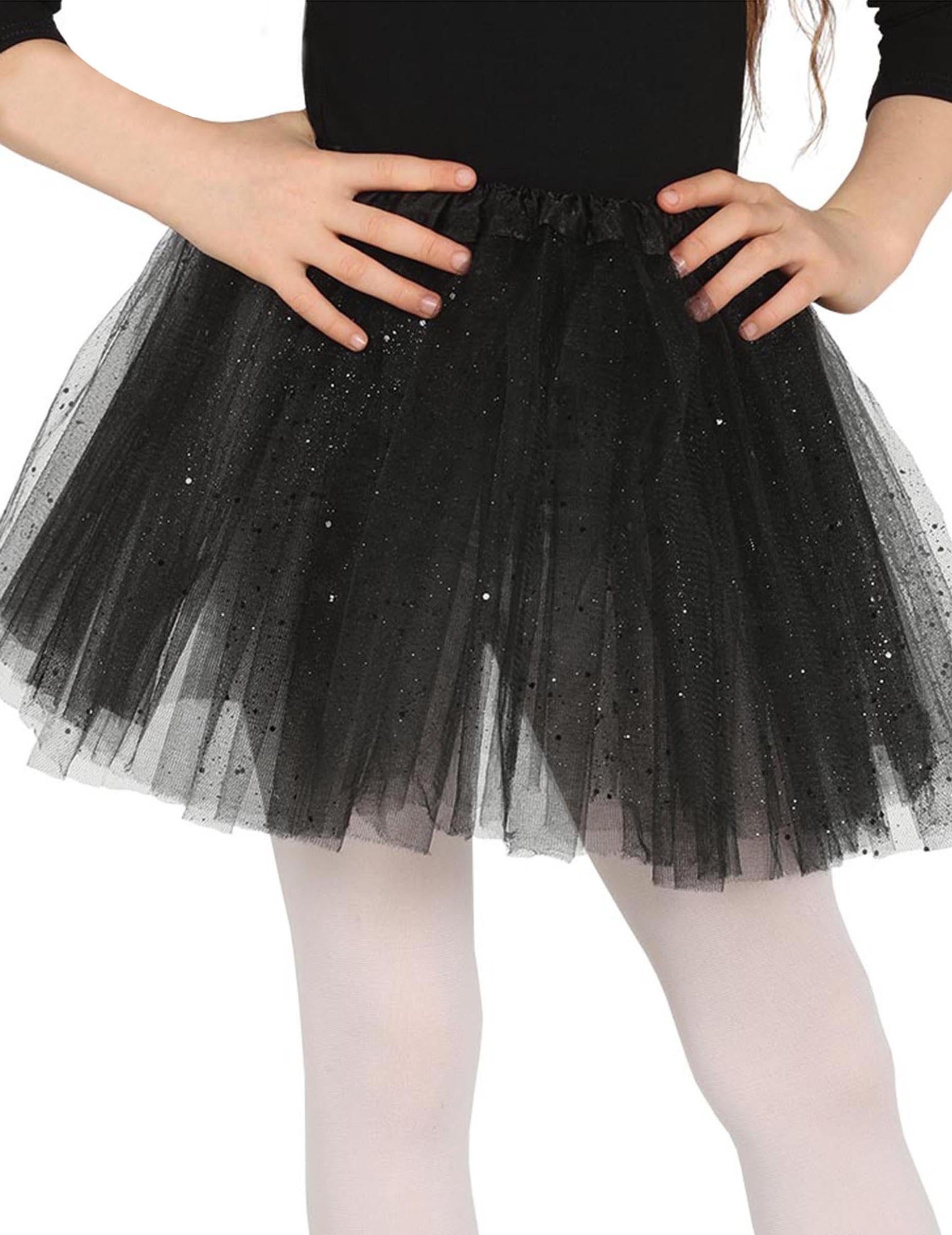 Fiestas Guirca Kostüm Tutu mit Glitter für Mädchen schwarz