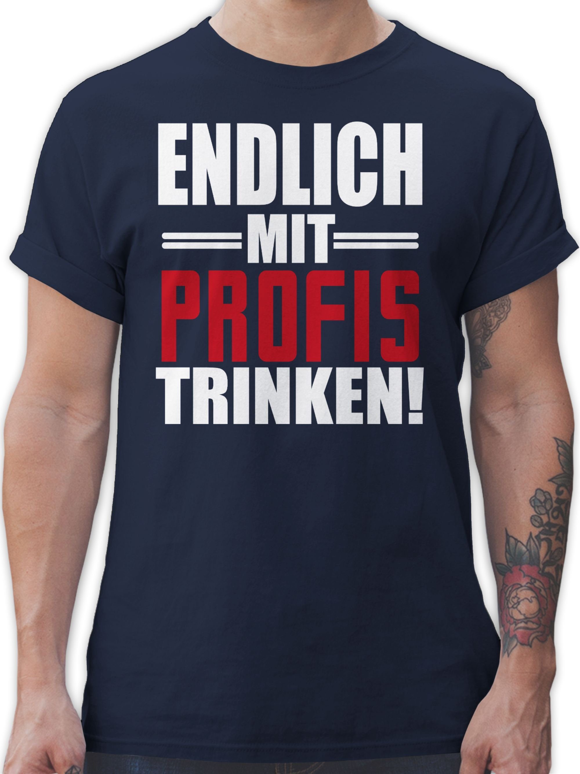 T-Shirt Endlich mit Profis trinken - weiß/rot