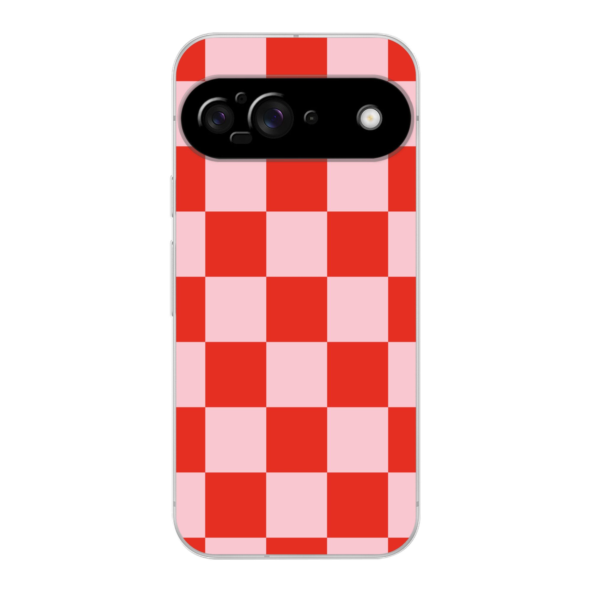 MuchoWow Handyhülle für Google Pixel 9 Schachbrettmuster - Rot - Rosa - Würfel, Handy Case, Silikon, Bumper Case Dünn