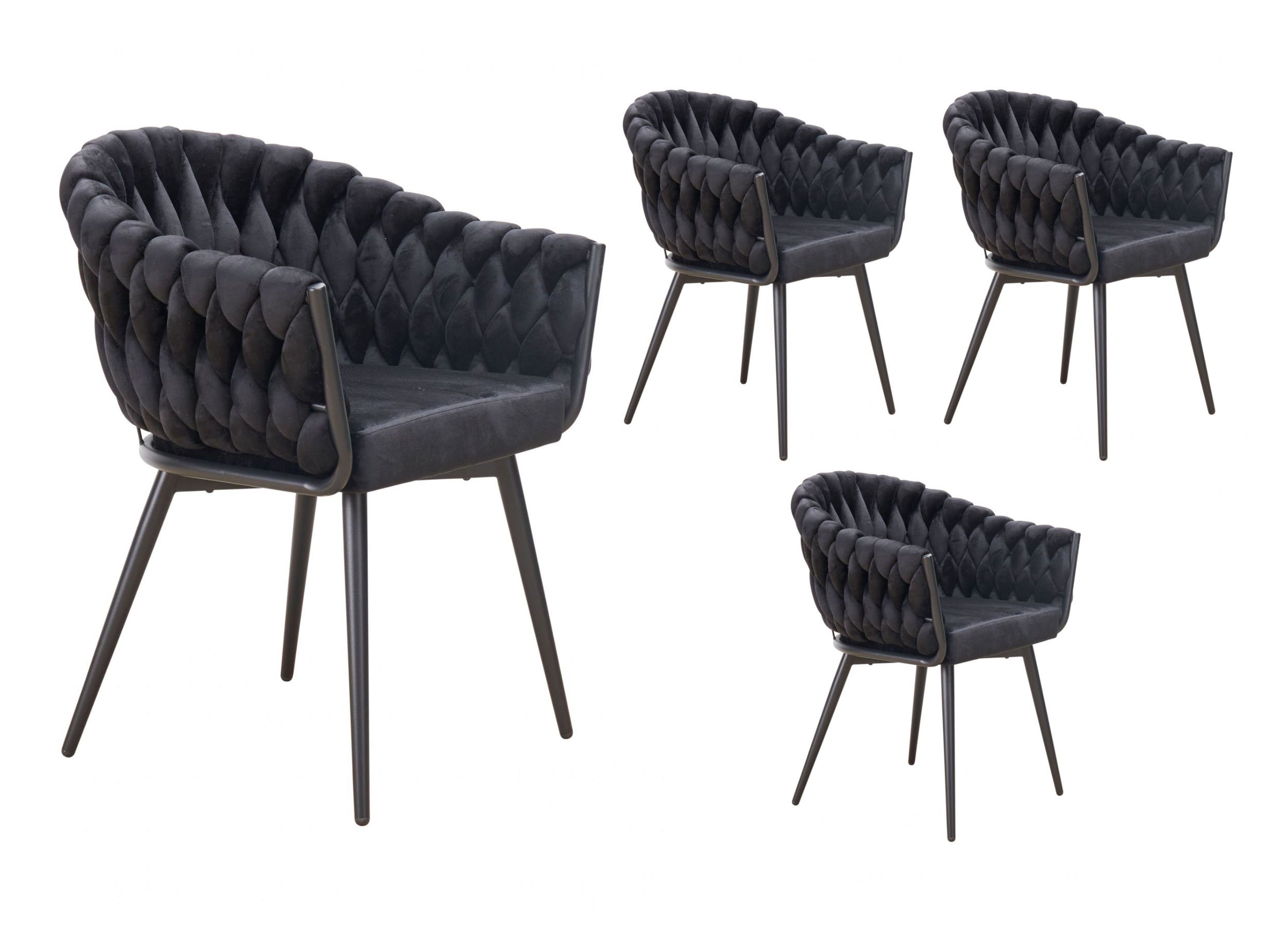 LC Home Esszimmerstuhl »Remy« Flechtoptik Samt schwarz Armlehnstuhl Designe günstig online kaufen