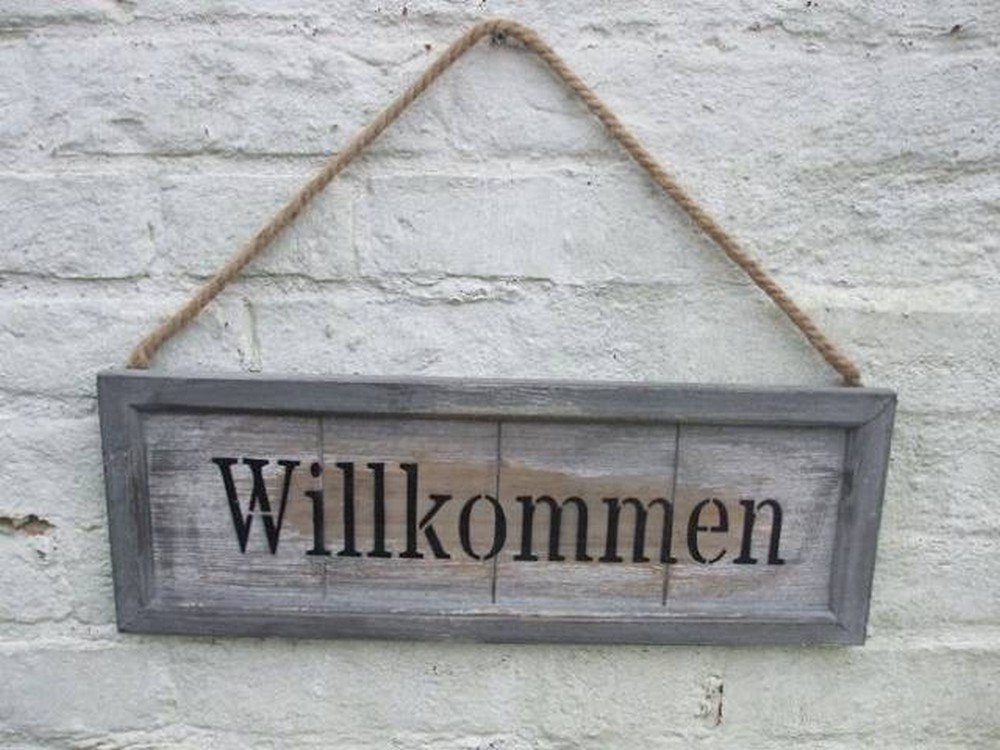 Willkommen (1 St) 49 Wanddekoobjekt cm Deko-Impression breit Empfangsschild Gruß Holzschild Landhaus